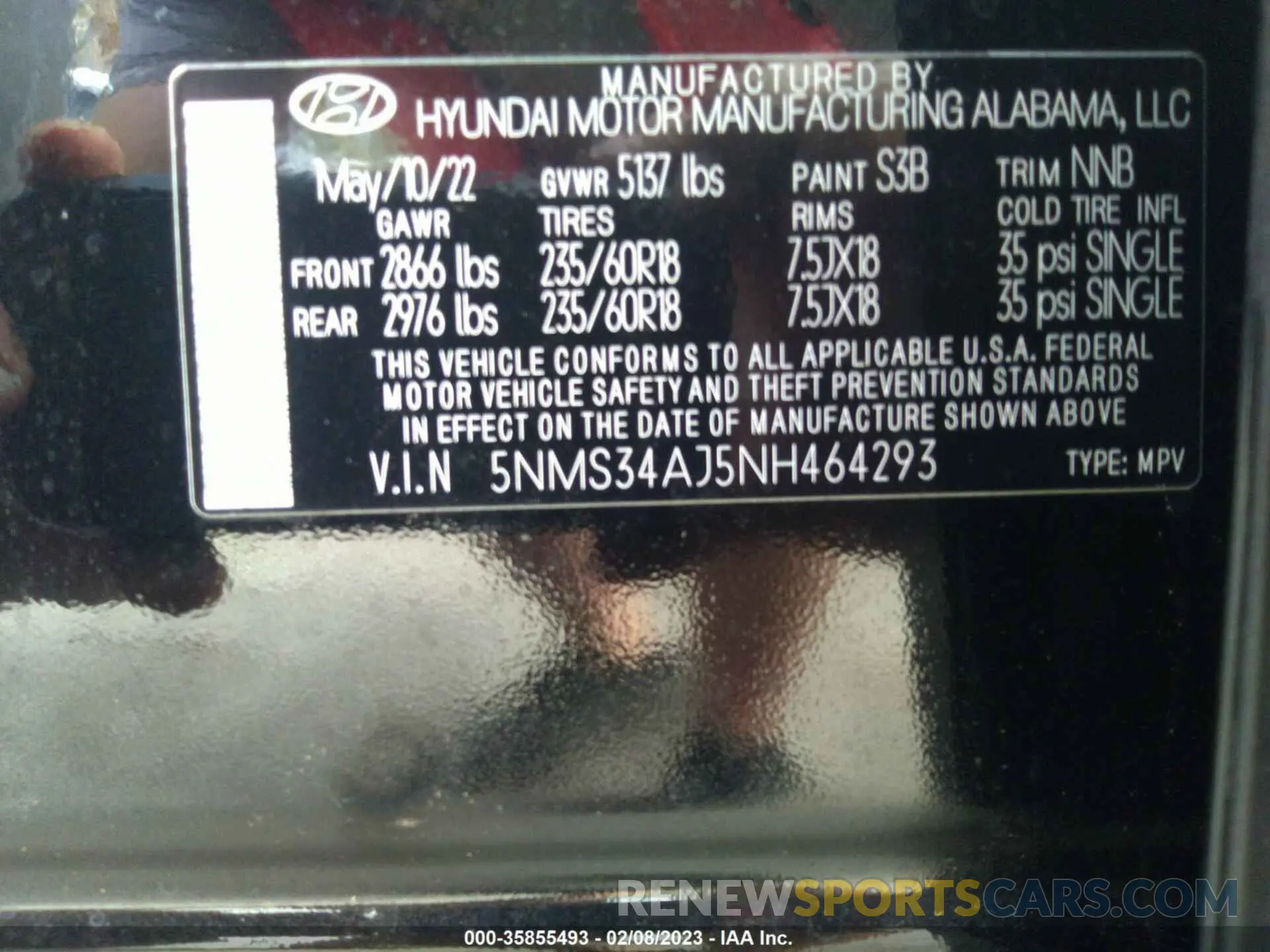 9 Photograph of a damaged car 5NMS34AJ5NH464293 HYUNDAI SANTA FE 2022