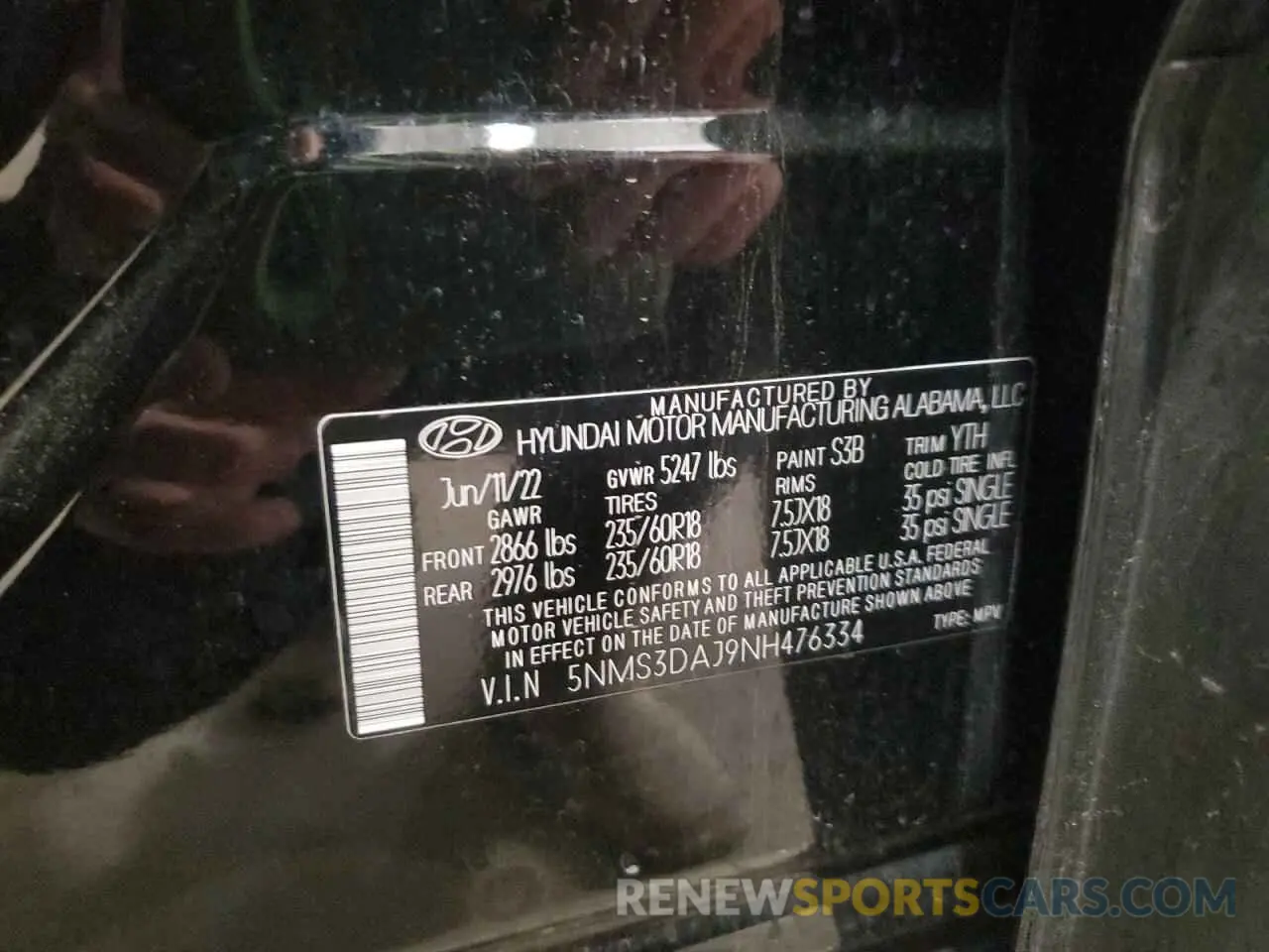 13 Фотография поврежденного автомобиля 5NMS3DAJ9NH476334 HYUNDAI SANTA FE 2022