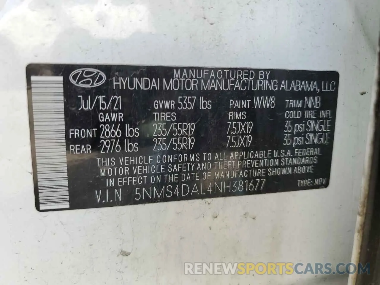 14 Photograph of a damaged car 5NMS4DAL4NH381677 HYUNDAI SANTA FE 2022