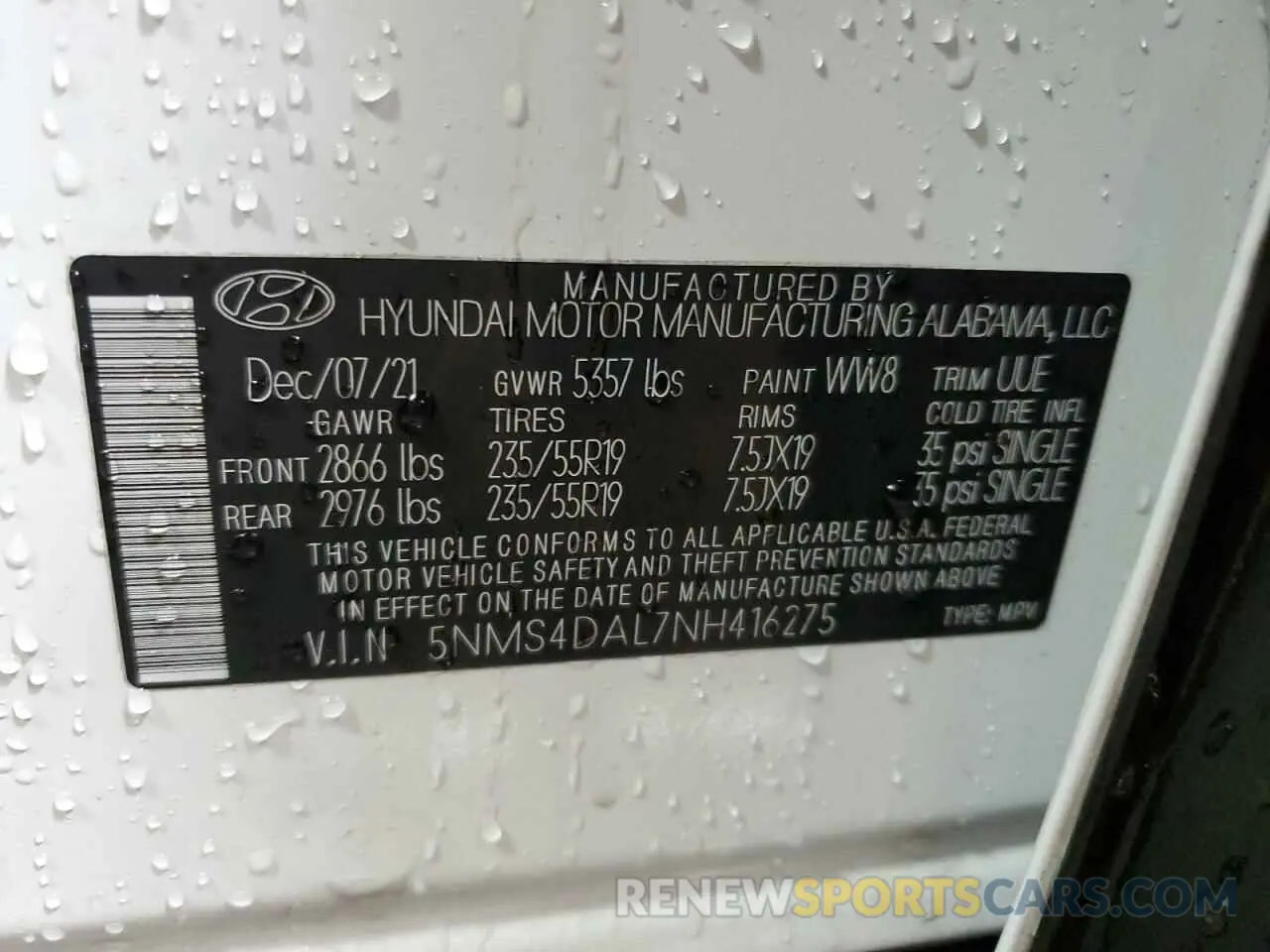 13 Фотография поврежденного автомобиля 5NMS4DAL7NH416275 HYUNDAI SANTA FE 2022
