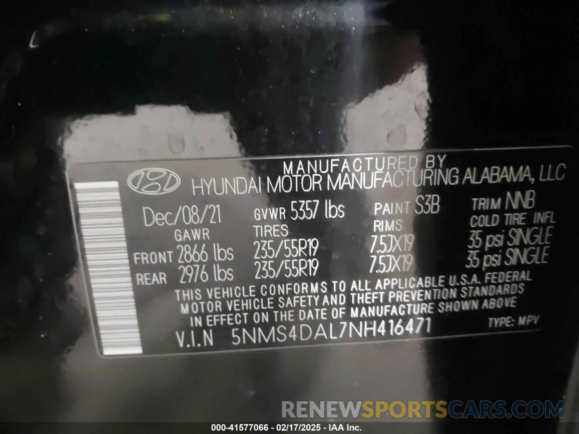 9 Photograph of a damaged car 5NMS4DAL7NH416471 HYUNDAI SANTA FE 2022