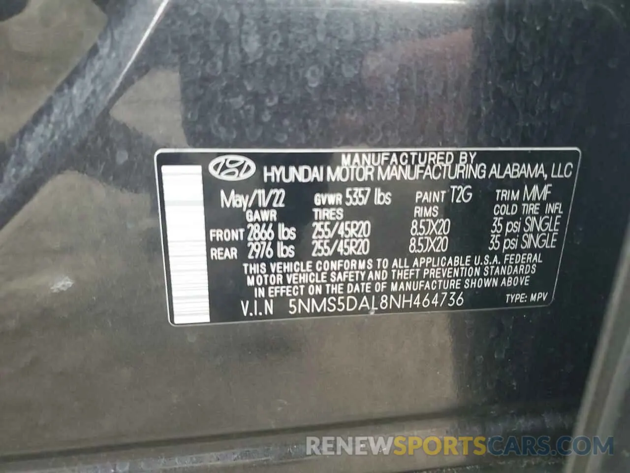 14 Фотография поврежденного автомобиля 5NMS5DAL8NH464736 HYUNDAI SANTA FE 2022