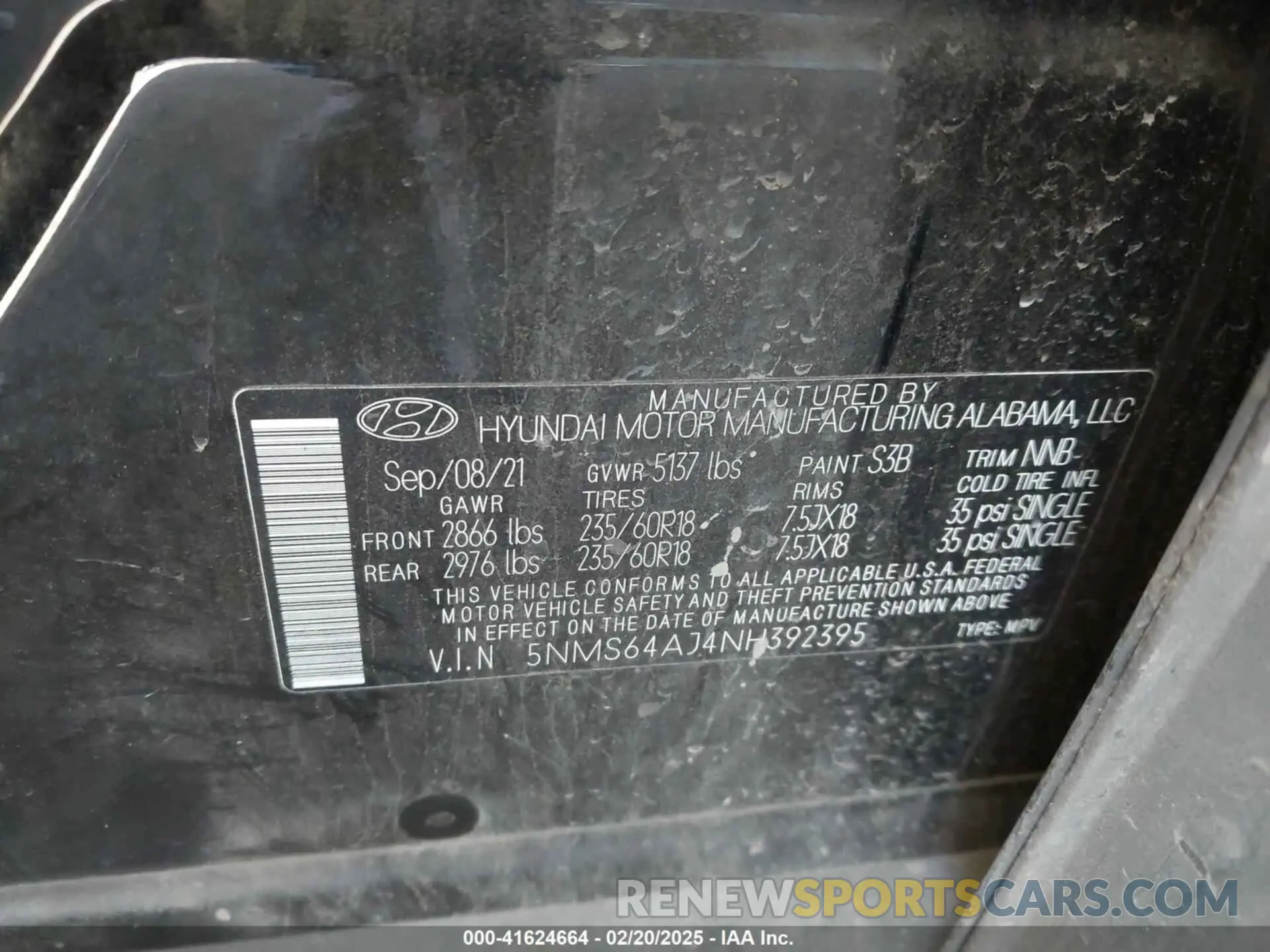 9 Фотография поврежденного автомобиля 5NMS64AJ4NH392395 HYUNDAI SANTA FE 2022