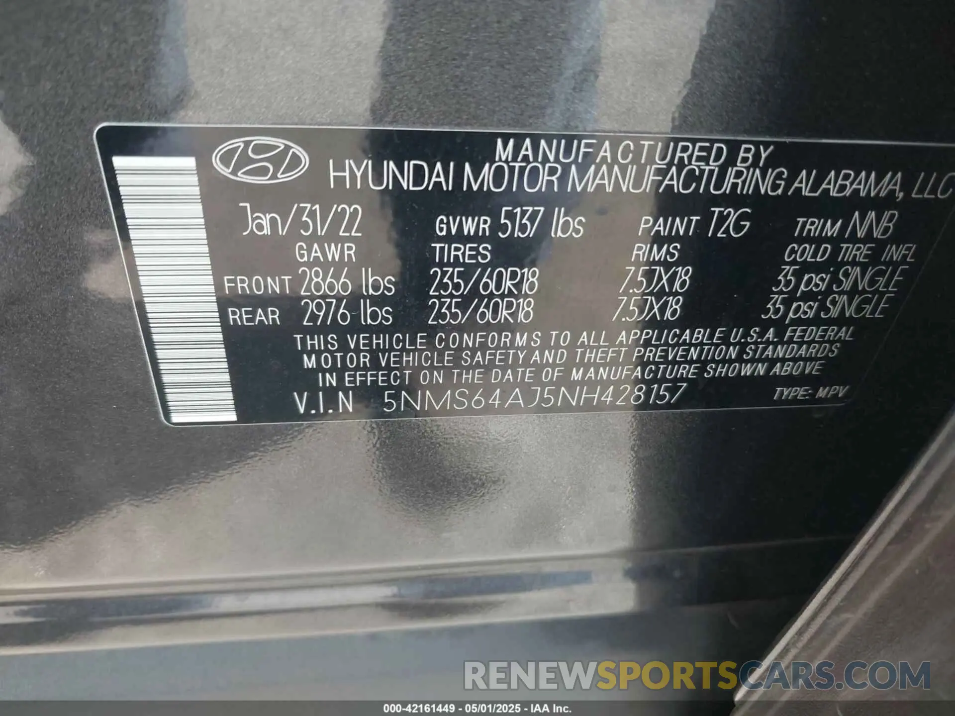 9 Фотография поврежденного автомобиля 5NMS64AJ5NH428157 HYUNDAI SANTA FE 2022