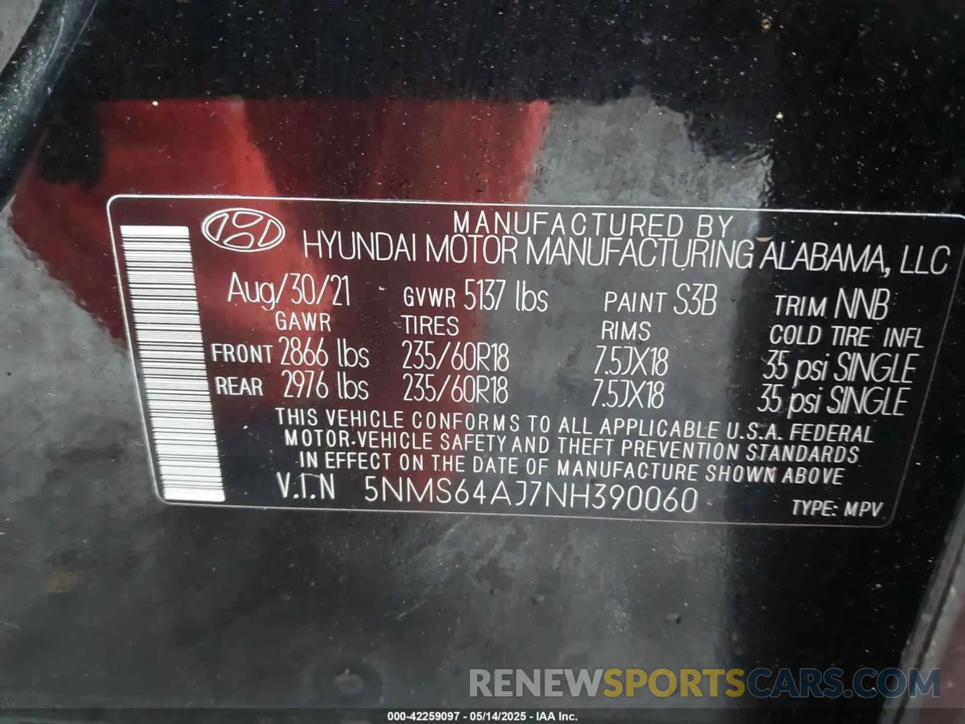 9 Photograph of a damaged car 5NMS64AJ7NH390060 HYUNDAI SANTA FE 2022