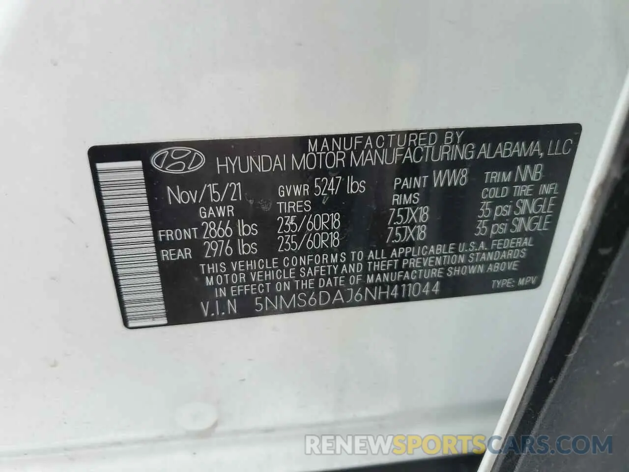 15 Photograph of a damaged car 5NMS6DAJ6NH411044 HYUNDAI SANTA FE 2022