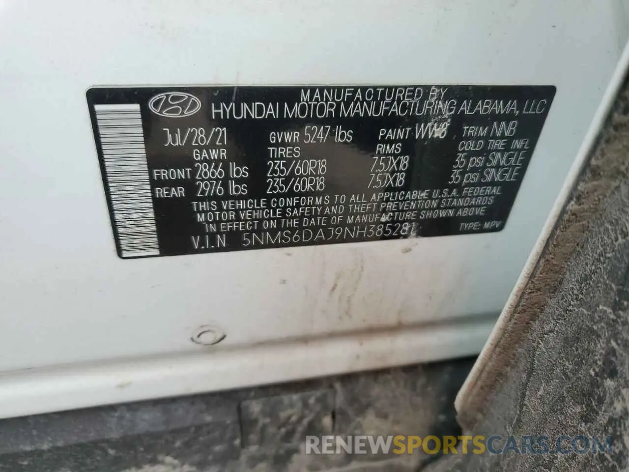 14 Photograph of a damaged car 5NMS6DAJ9NH385281 HYUNDAI SANTA FE 2022