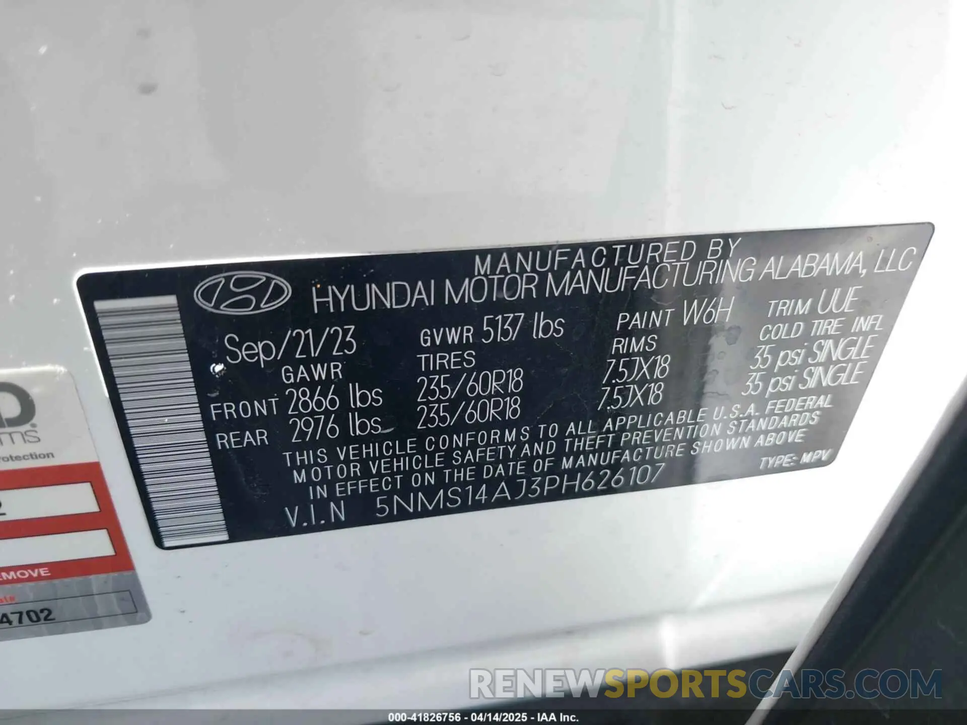 9 Фотография поврежденного автомобиля 5NMS14AJ3PH626107 HYUNDAI SANTA FE 2023
