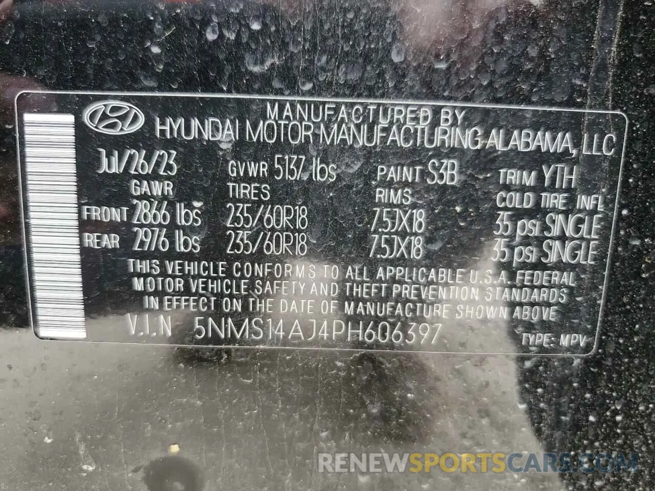 14 Photograph of a damaged car 5NMS14AJ4PH606397 HYUNDAI SANTA FE 2023