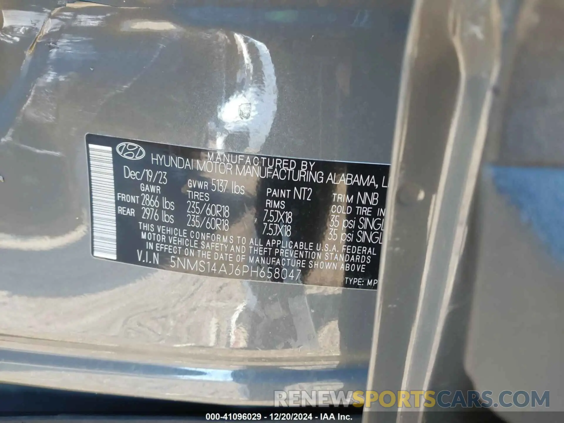 9 Фотография поврежденного автомобиля 5NMS14AJ6PH658047 HYUNDAI SANTA FE 2023