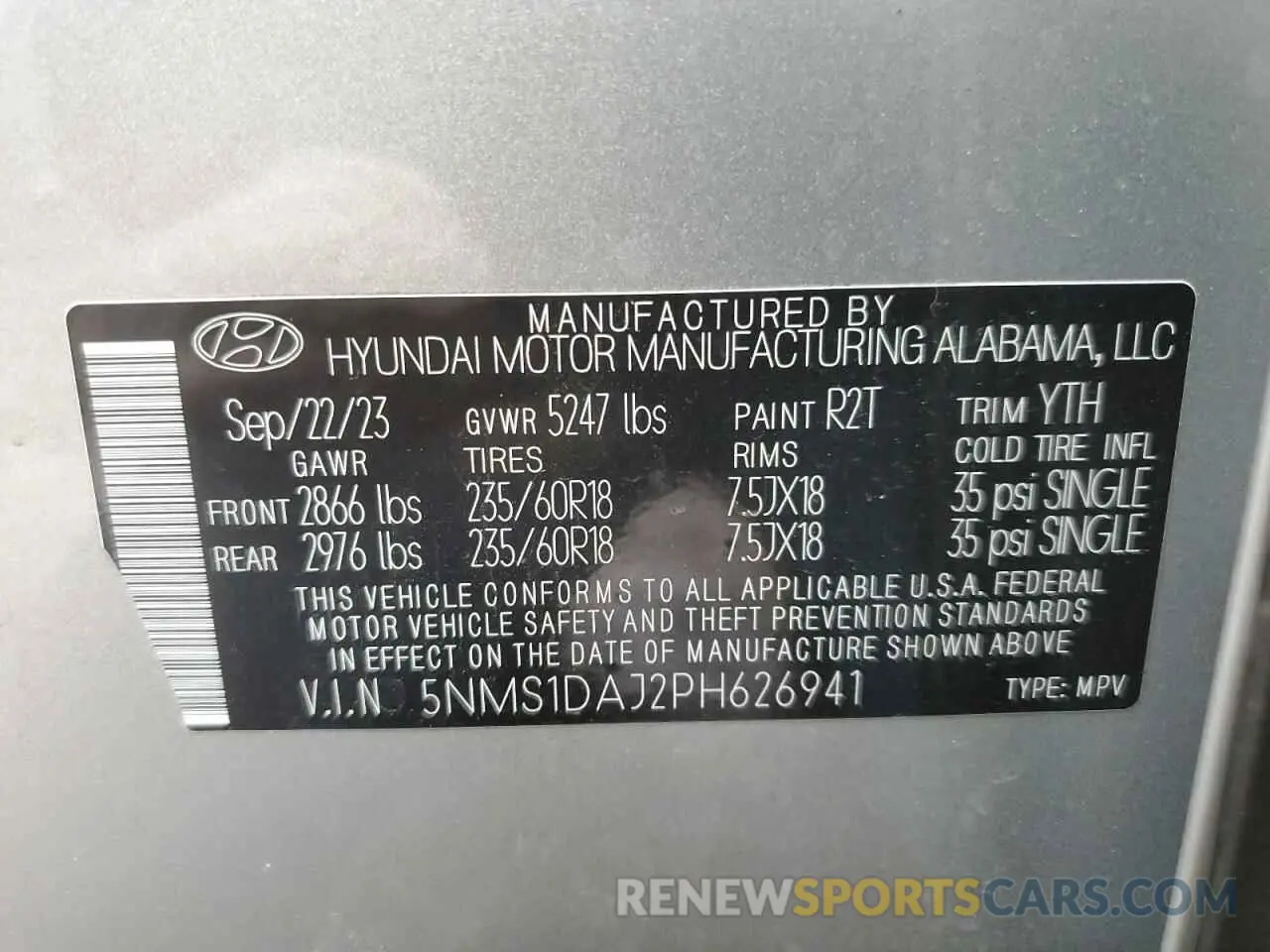 13 Photograph of a damaged car 5NMS1DAJ2PH626941 HYUNDAI SANTA FE 2023