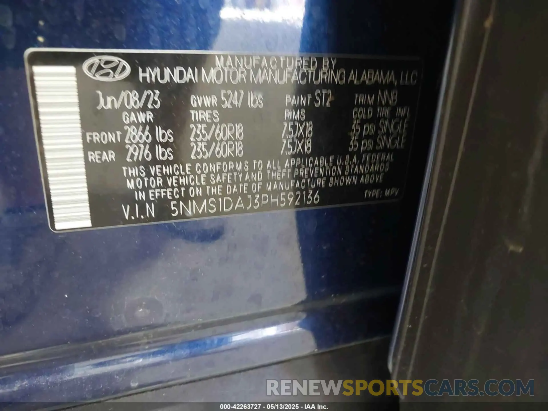 9 Photograph of a damaged car 5NMS1DAJ3PH592136 HYUNDAI SANTA FE 2023