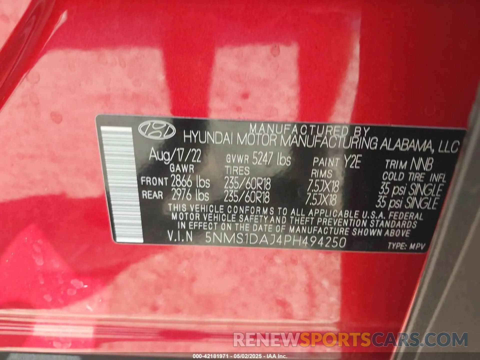 9 Photograph of a damaged car 5NMS1DAJ4PH494250 HYUNDAI SANTA FE 2023