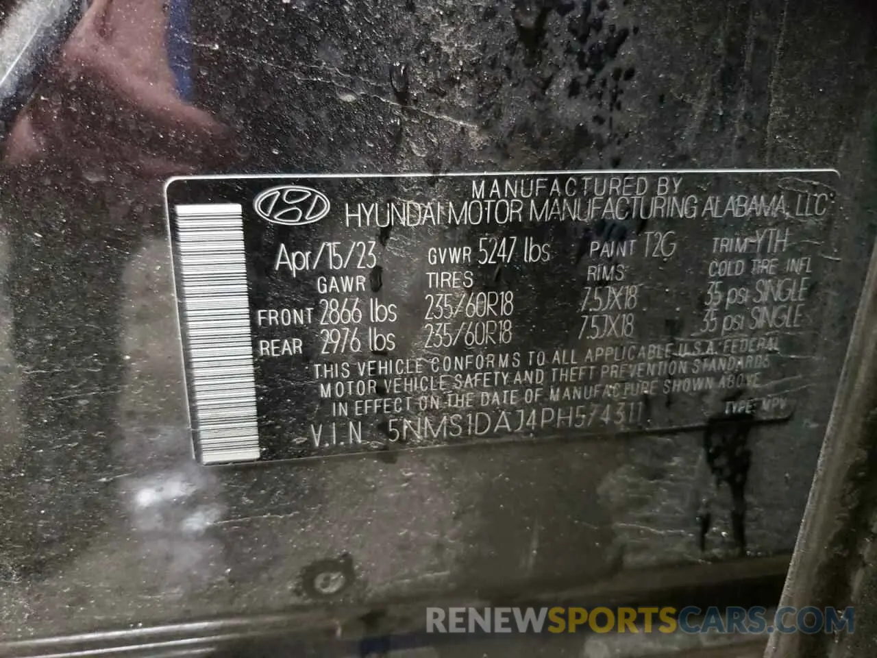 13 Фотография поврежденного автомобиля 5NMS1DAJ4PH574311 HYUNDAI SANTA FE 2023