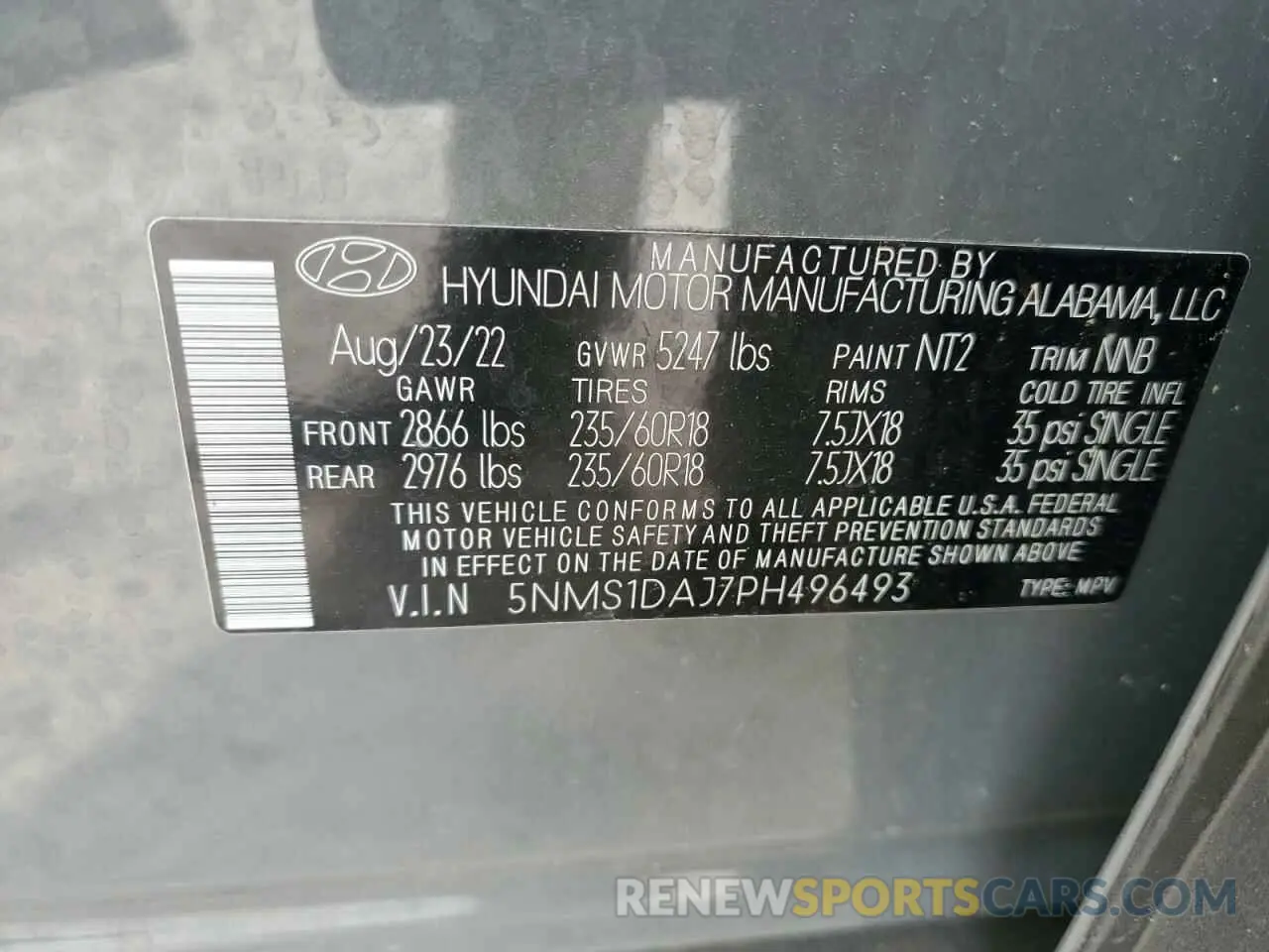 12 Фотография поврежденного автомобиля 5NMS1DAJ7PH496493 HYUNDAI SANTA FE 2023