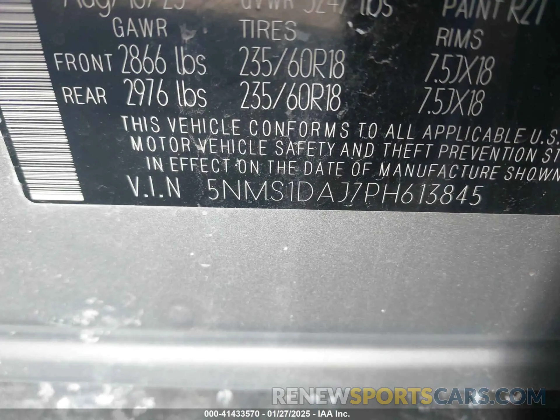 9 Фотография поврежденного автомобиля 5NMS1DAJ7PH613845 HYUNDAI SANTA FE 2023