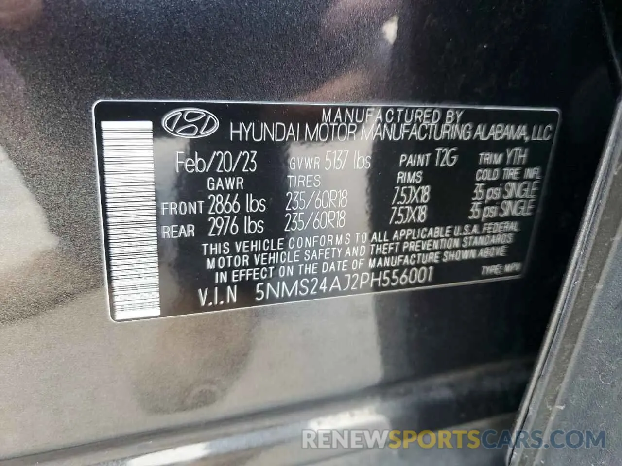 13 Фотография поврежденного автомобиля 5NMS24AJ2PH556001 HYUNDAI SANTA FE 2023