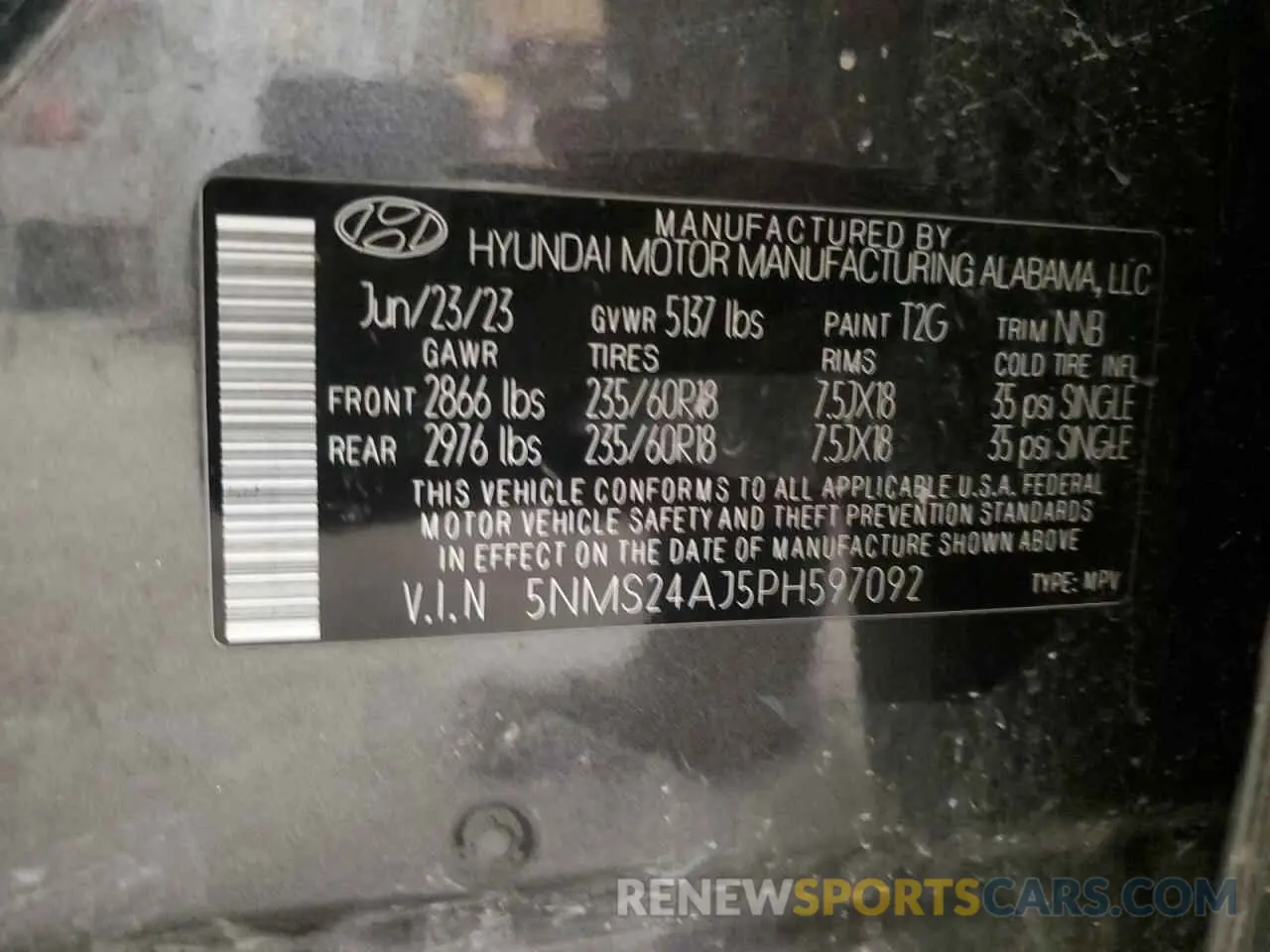 13 Фотография поврежденного автомобиля 5NMS24AJ5PH597092 HYUNDAI SANTA FE 2023