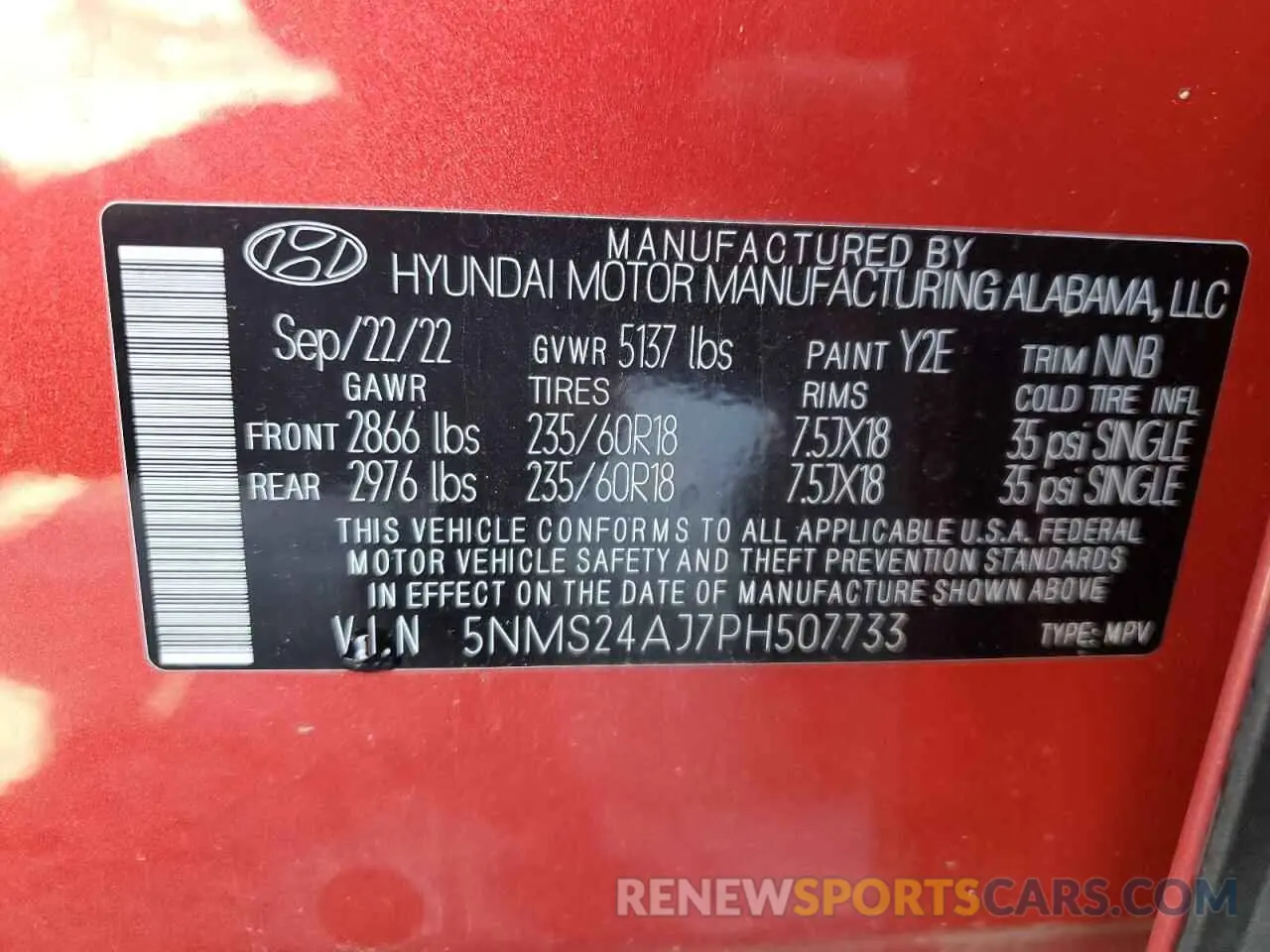 14 Фотография поврежденного автомобиля 5NMS24AJ7PH507733 HYUNDAI SANTA FE 2023
