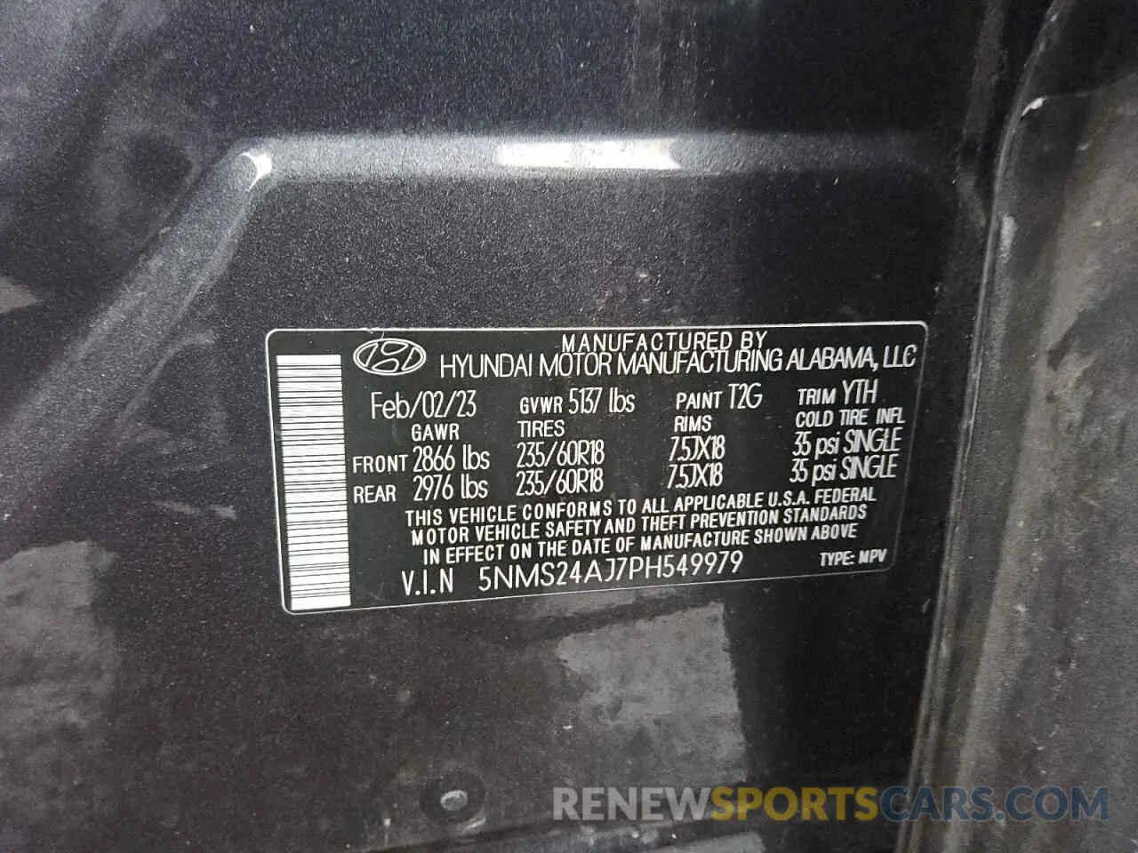 13 Фотография поврежденного автомобиля 5NMS24AJ7PH549979 HYUNDAI SANTA FE 2023