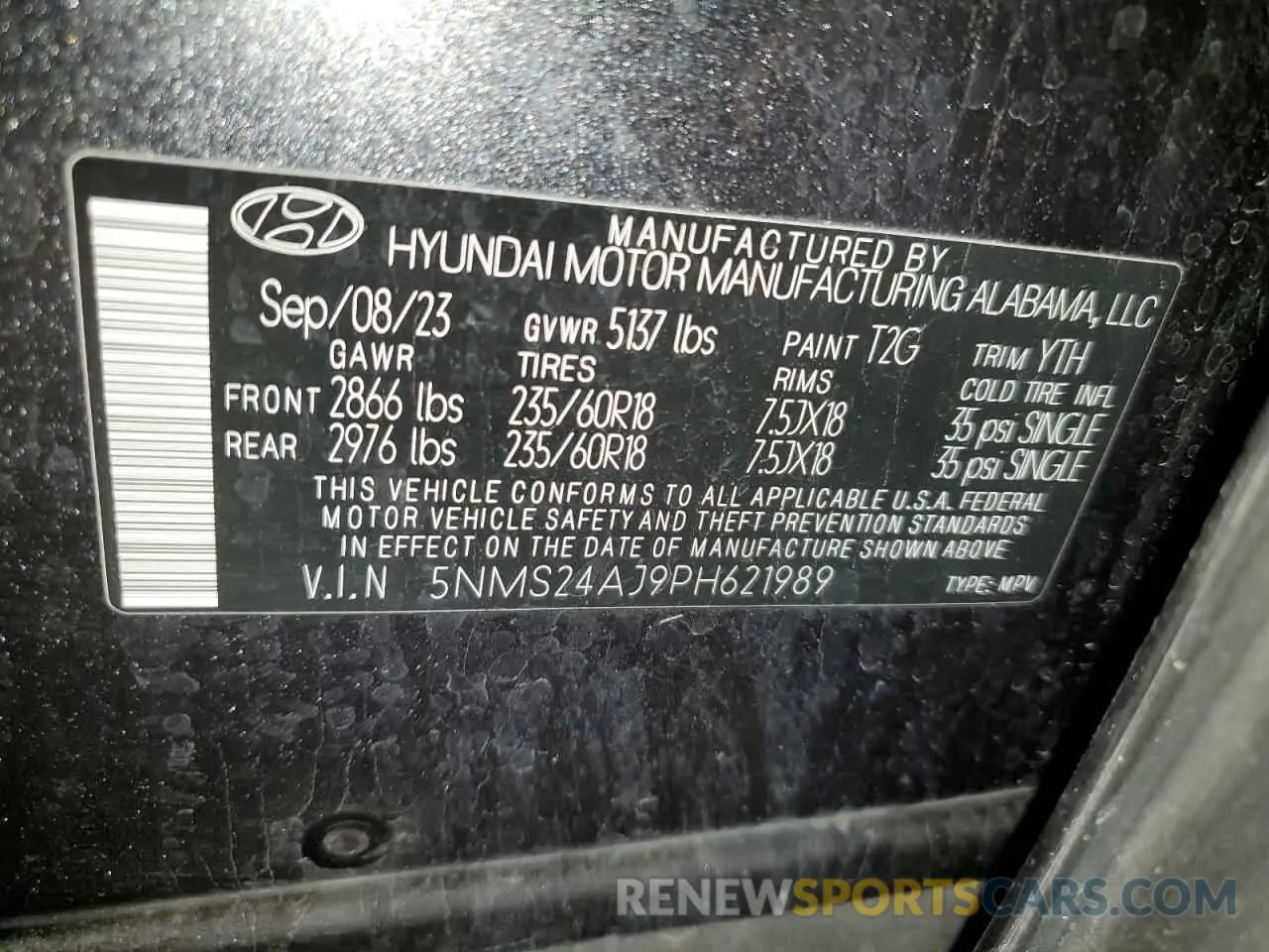 13 Фотография поврежденного автомобиля 5NMS24AJ9PH621989 HYUNDAI SANTA FE 2023