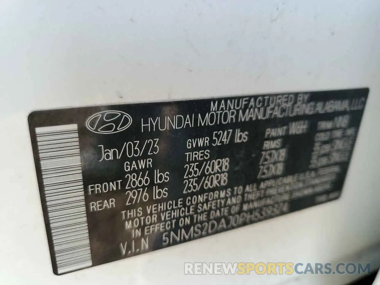 13 Photograph of a damaged car 5NMS2DAJ0PH539374 HYUNDAI SANTA FE 2023