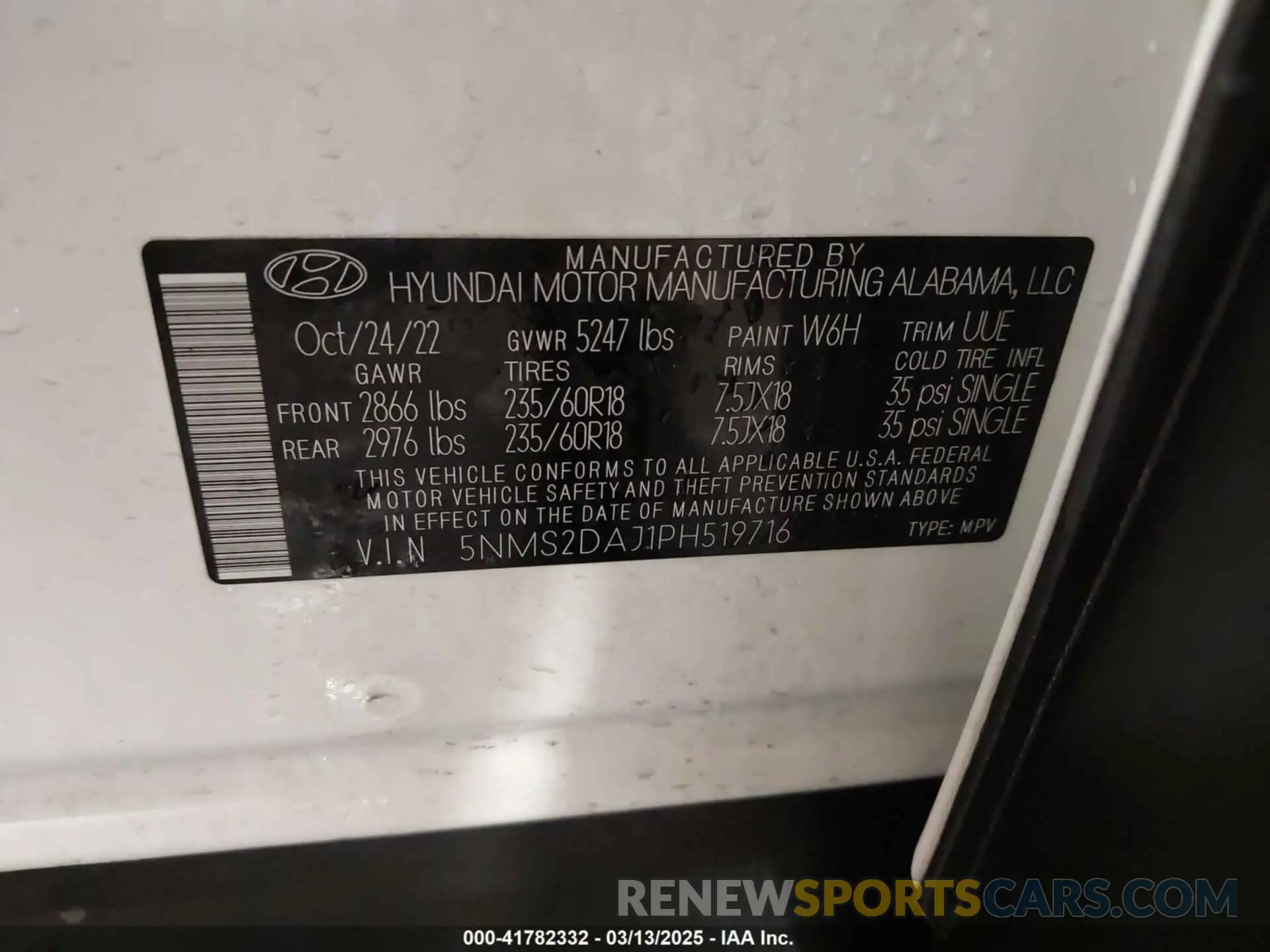 9 Photograph of a damaged car 5NMS2DAJ1PH519716 HYUNDAI SANTA FE 2023