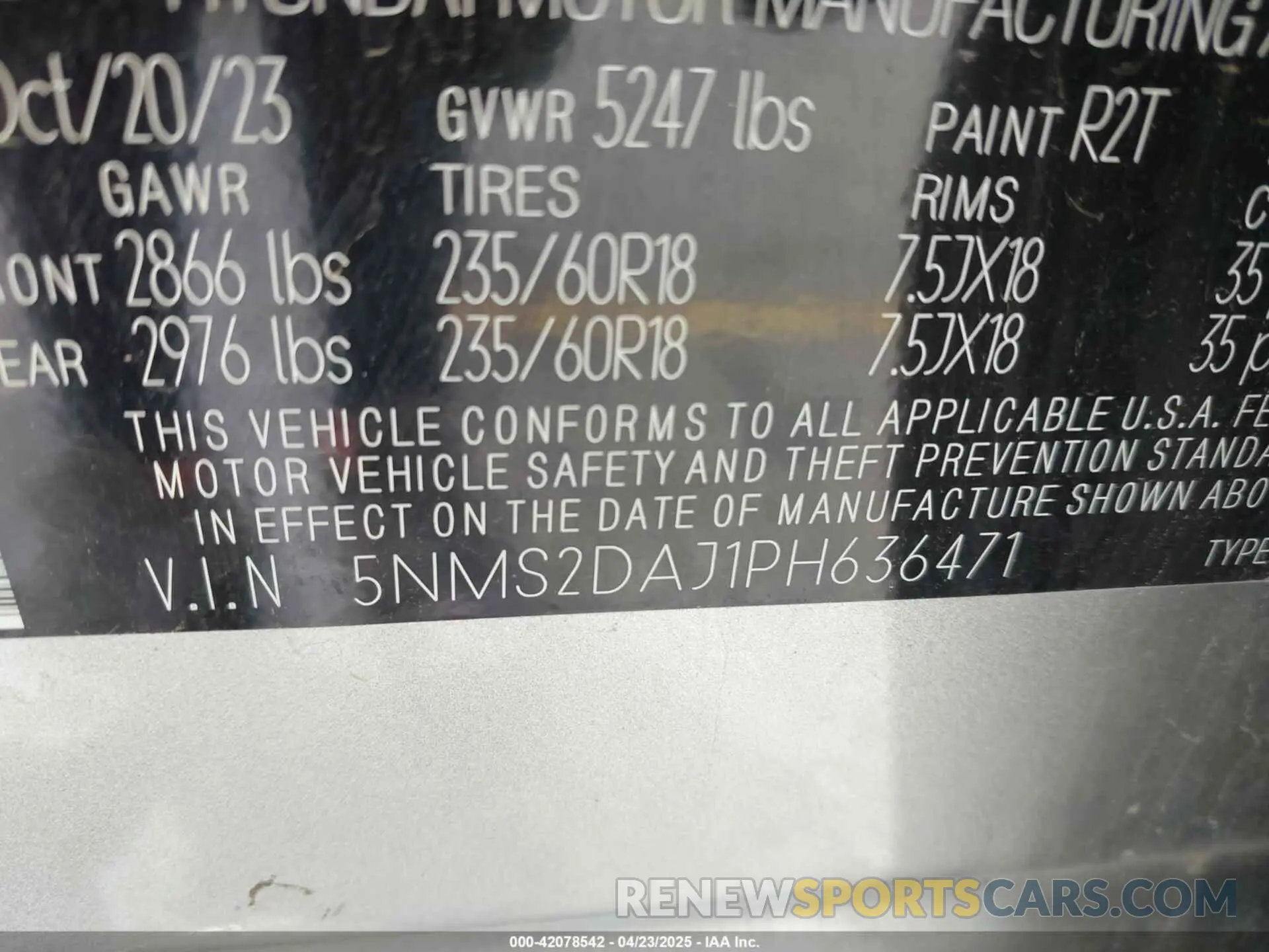 9 Фотография поврежденного автомобиля 5NMS2DAJ1PH636471 HYUNDAI SANTA FE 2023