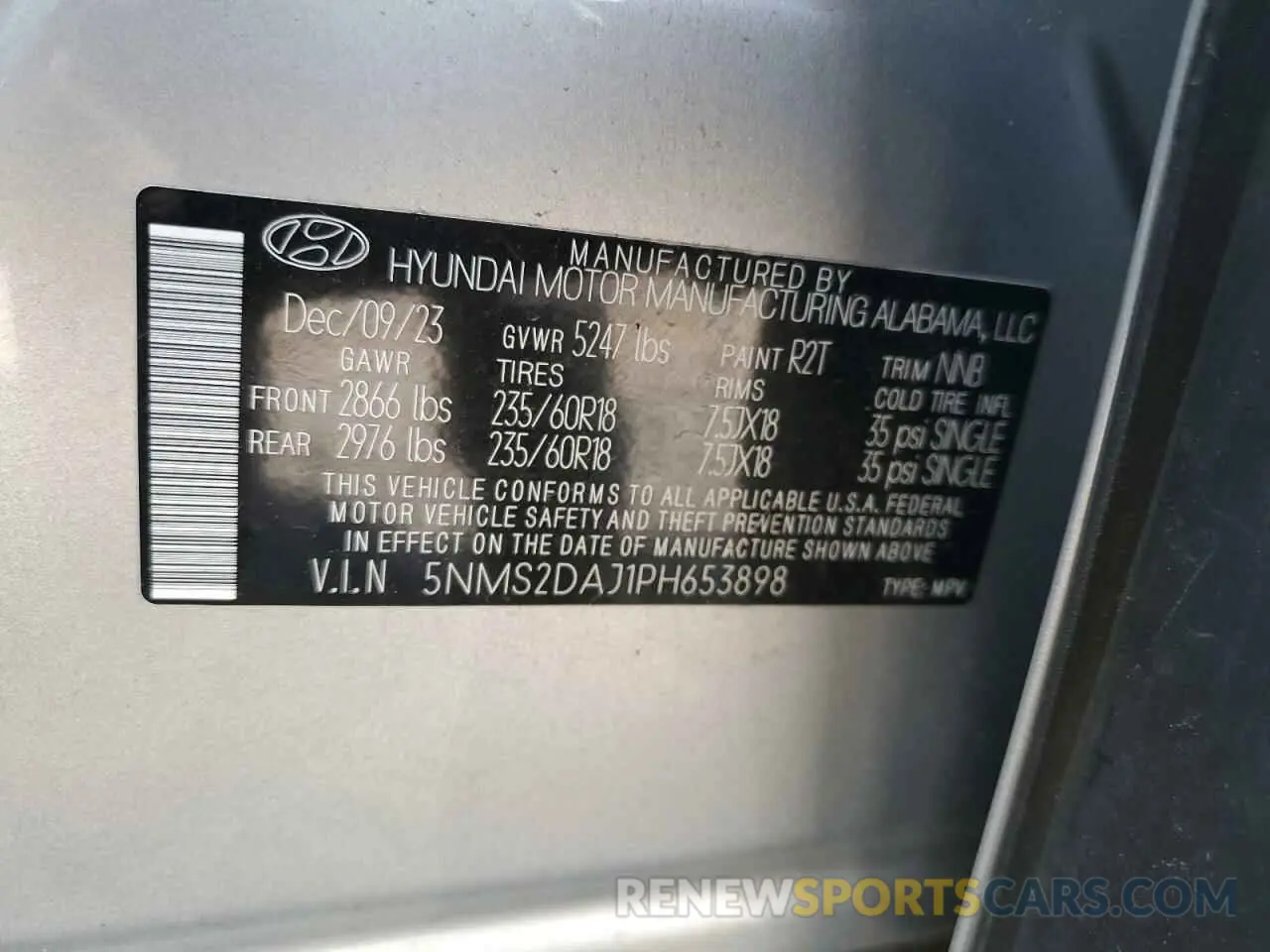 13 Фотография поврежденного автомобиля 5NMS2DAJ1PH653898 HYUNDAI SANTA FE 2023