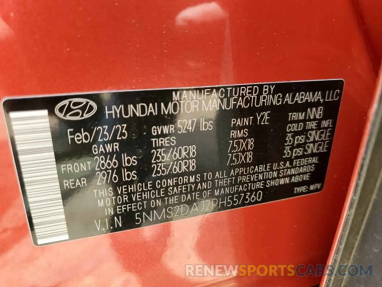 13 Photograph of a damaged car 5NMS2DAJ2PH557360 HYUNDAI SANTA FE 2023