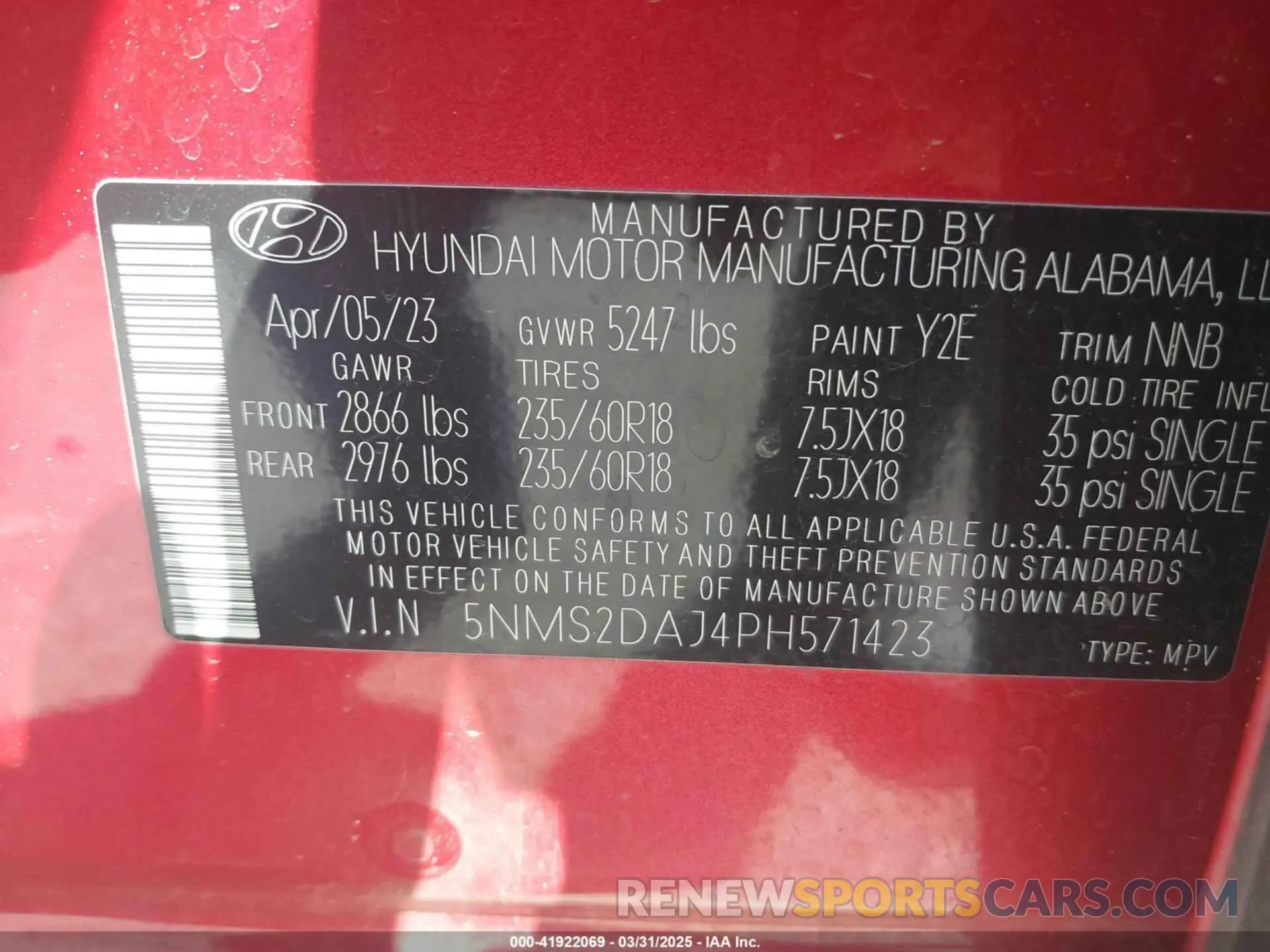 9 Фотография поврежденного автомобиля 5NMS2DAJ4PH571423 HYUNDAI SANTA FE 2023