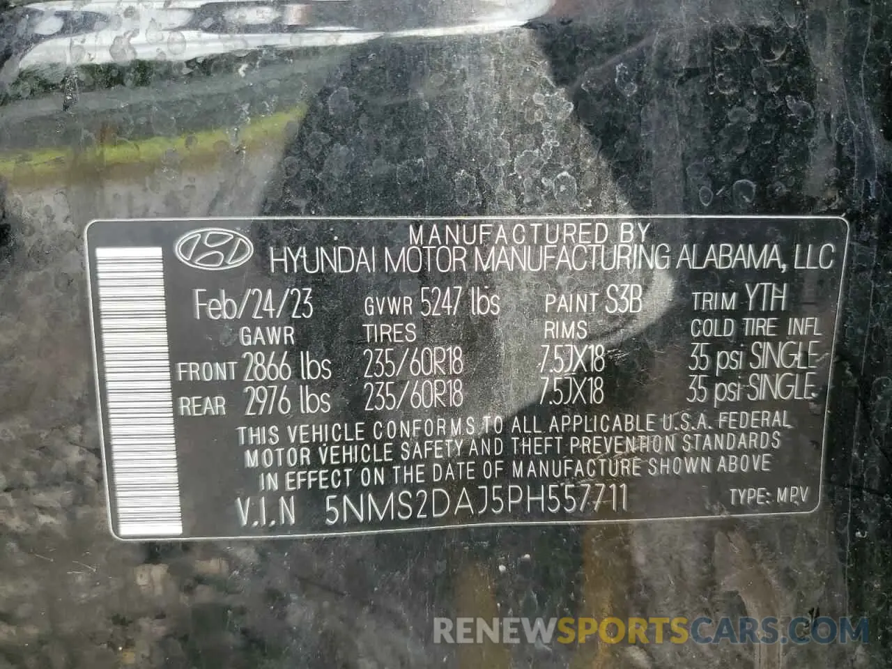 13 Photograph of a damaged car 5NMS2DAJ5PH557711 HYUNDAI SANTA FE 2023