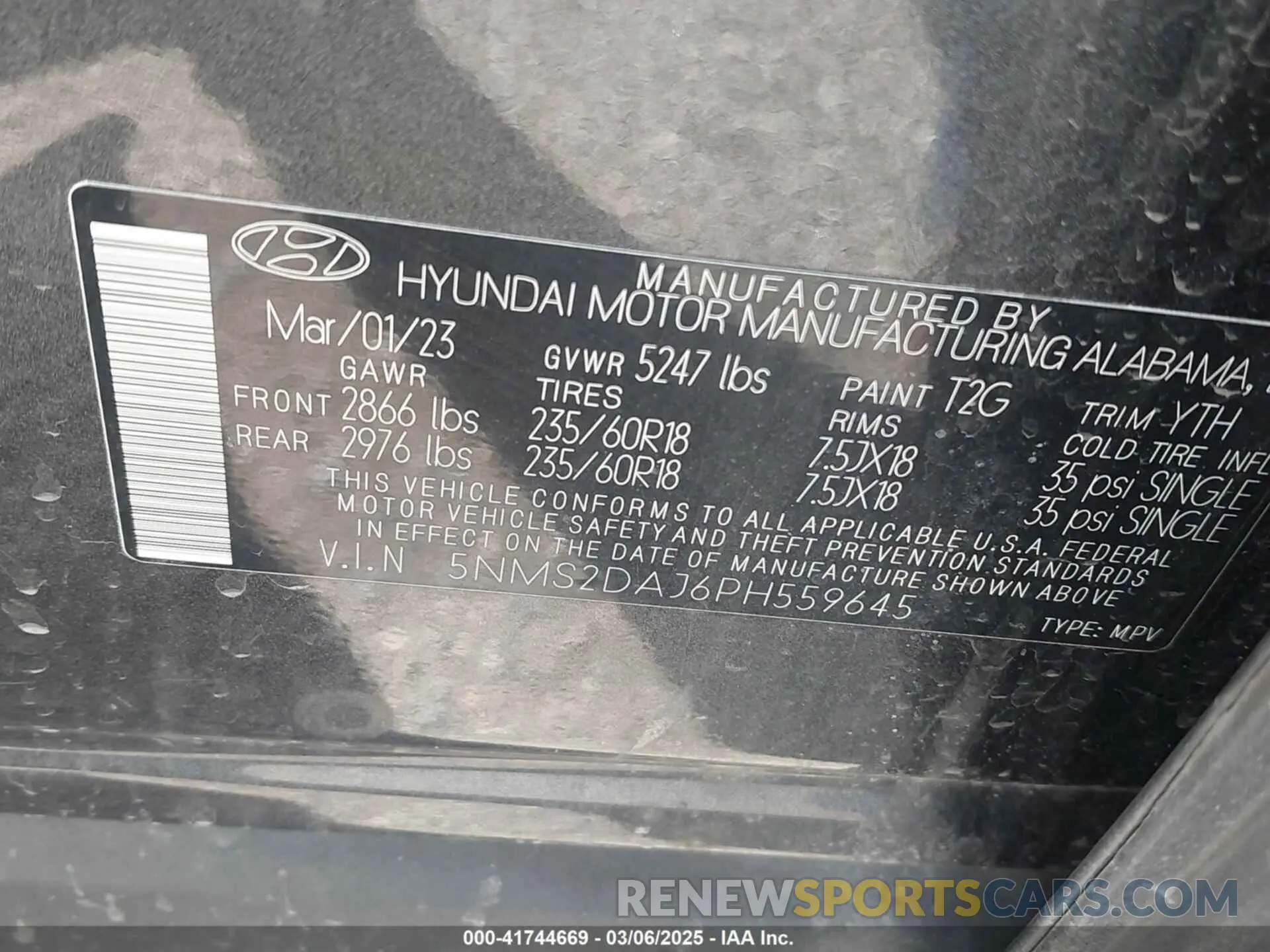 9 Фотография поврежденного автомобиля 5NMS2DAJ6PH559645 HYUNDAI SANTA FE 2023
