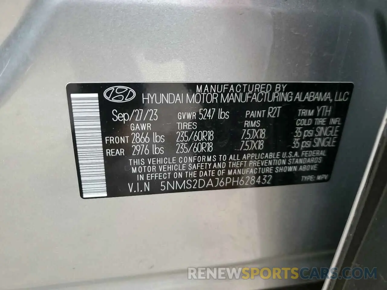 13 Фотография поврежденного автомобиля 5NMS2DAJ6PH628432 HYUNDAI SANTA FE 2023