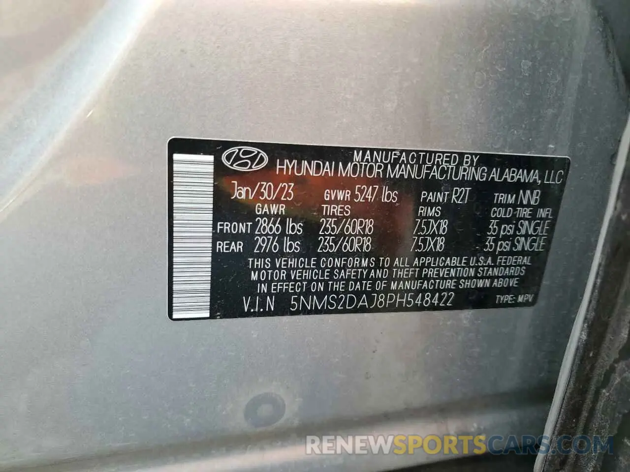 13 Фотография поврежденного автомобиля 5NMS2DAJ8PH548422 HYUNDAI SANTA FE 2023