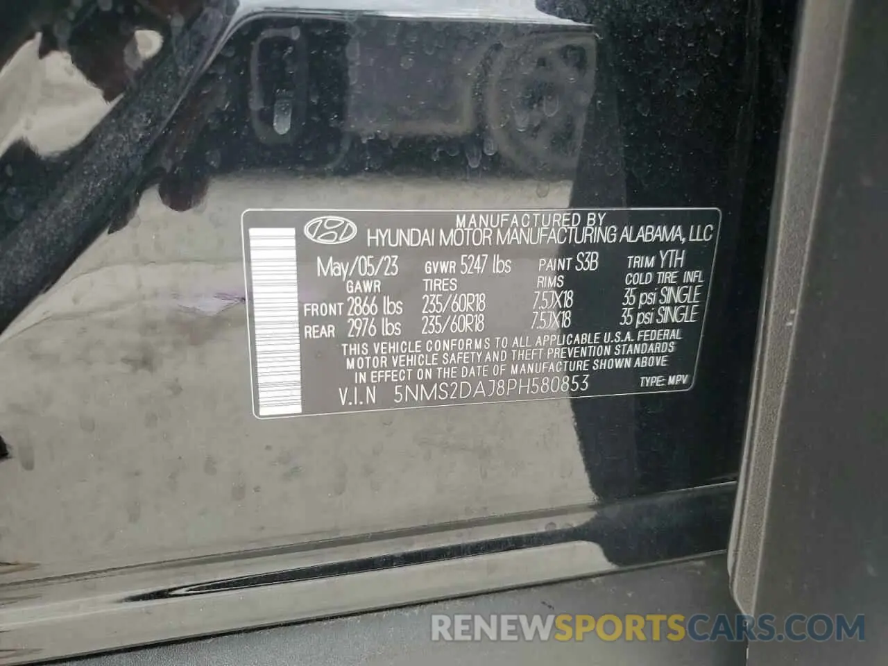 13 Photograph of a damaged car 5NMS2DAJ8PH580853 HYUNDAI SANTA FE 2023