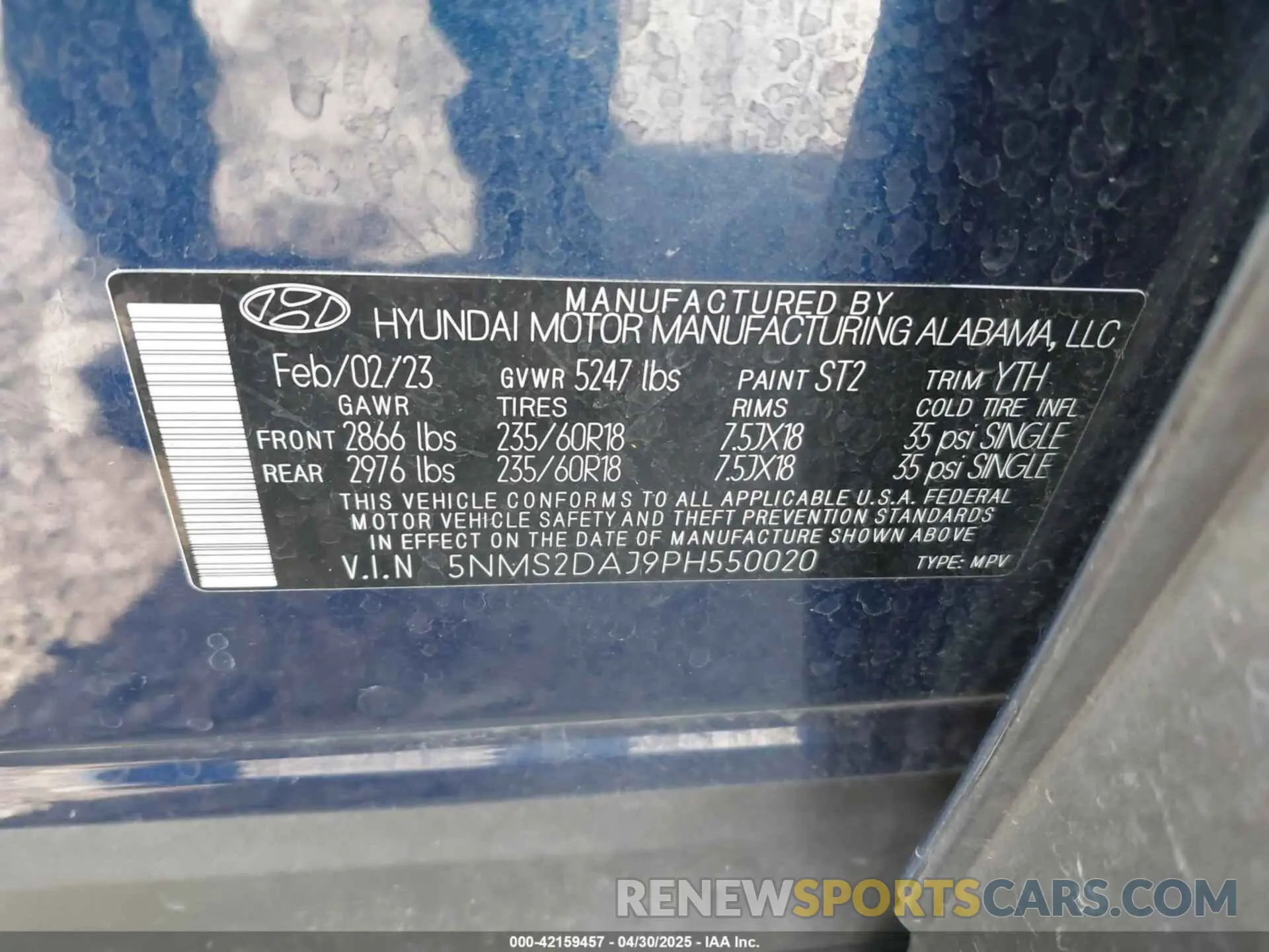 9 Фотография поврежденного автомобиля 5NMS2DAJ9PH550020 HYUNDAI SANTA FE 2023