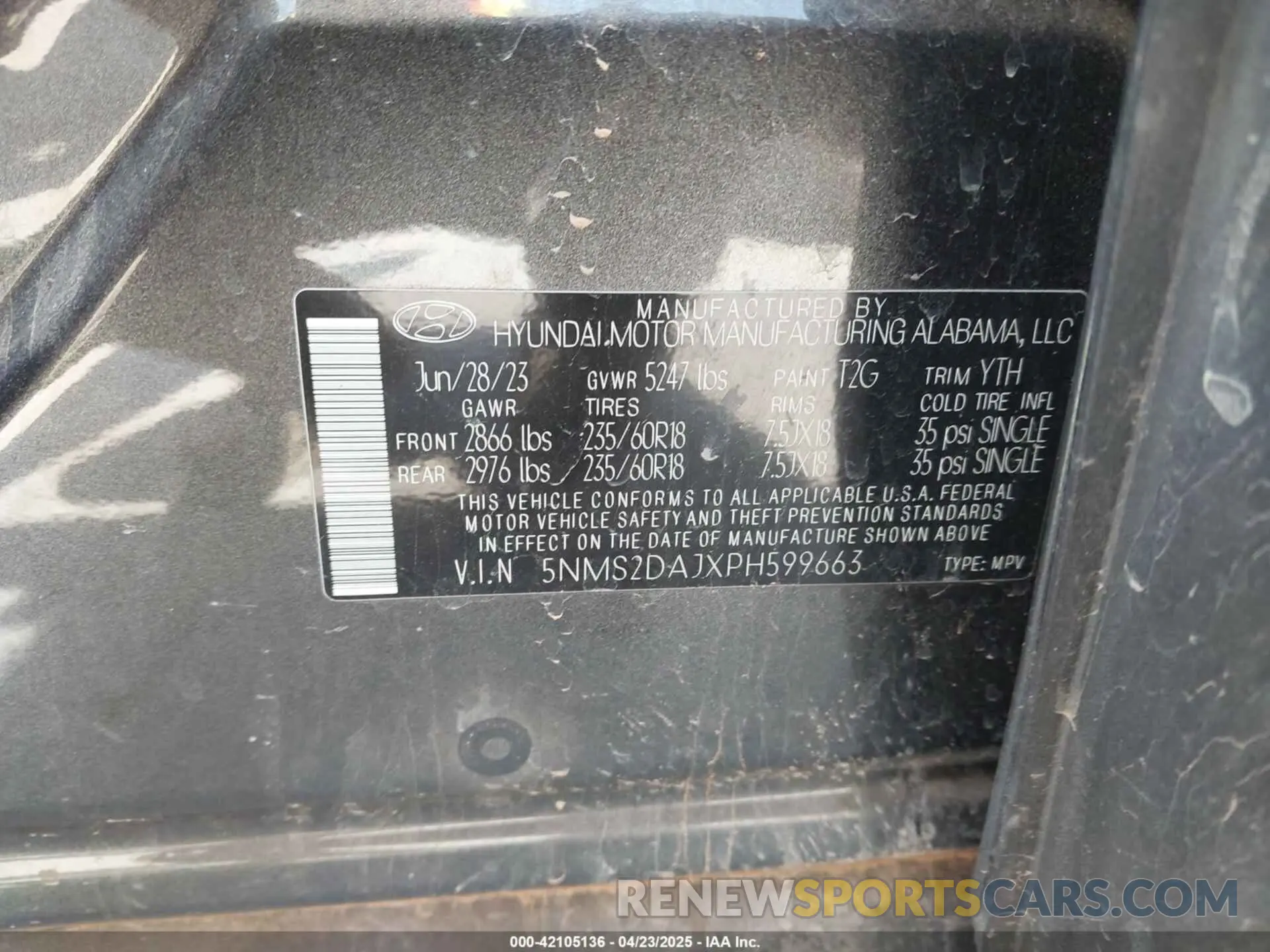 9 Photograph of a damaged car 5NMS2DAJXPH599663 HYUNDAI SANTA FE 2023