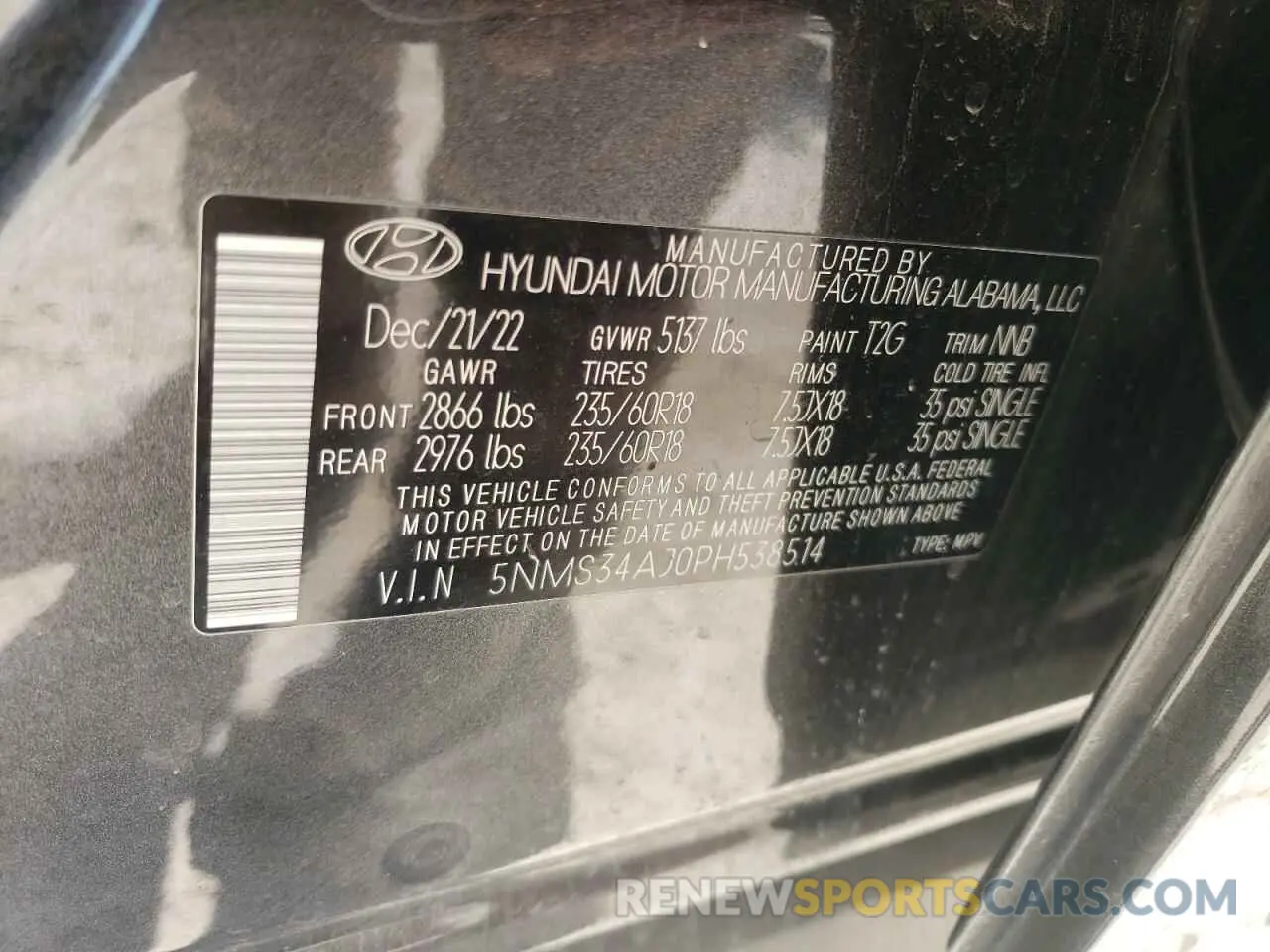 13 Фотография поврежденного автомобиля 5NMS34AJ0PH538514 HYUNDAI SANTA FE 2023
