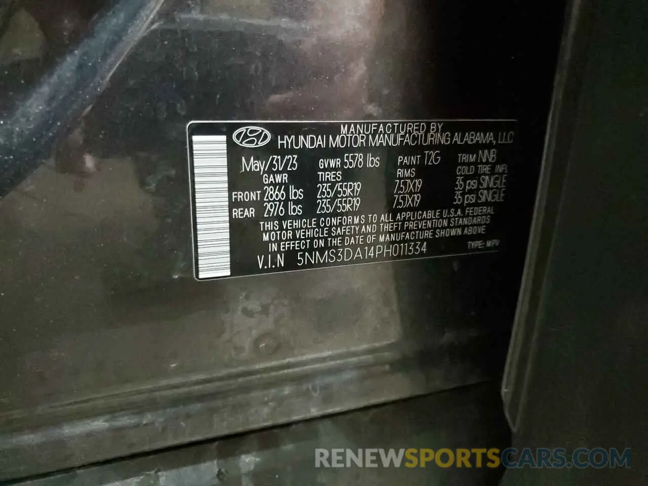 14 Photograph of a damaged car 5NMS3DA14PH011334 HYUNDAI SANTA FE 2023