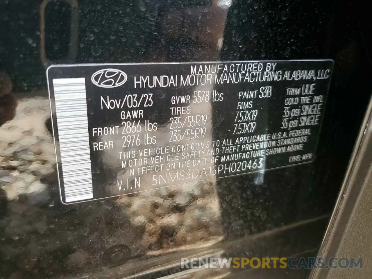 16 Фотография поврежденного автомобиля 5NMS3DA15PH020463 HYUNDAI SANTA FE 2023