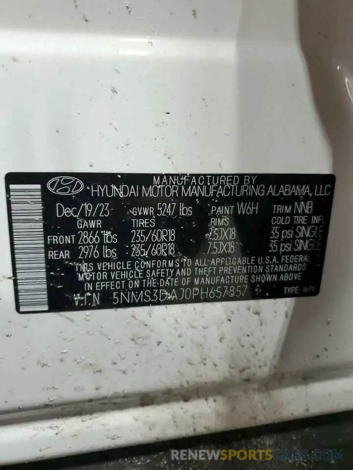 13 Photograph of a damaged car 5NMS3DAJ0PH657857 HYUNDAI SANTA FE 2023