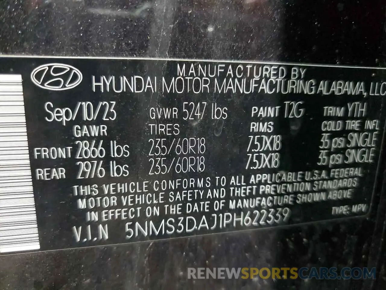 13 Photograph of a damaged car 5NMS3DAJ1PH622339 HYUNDAI SANTA FE 2023