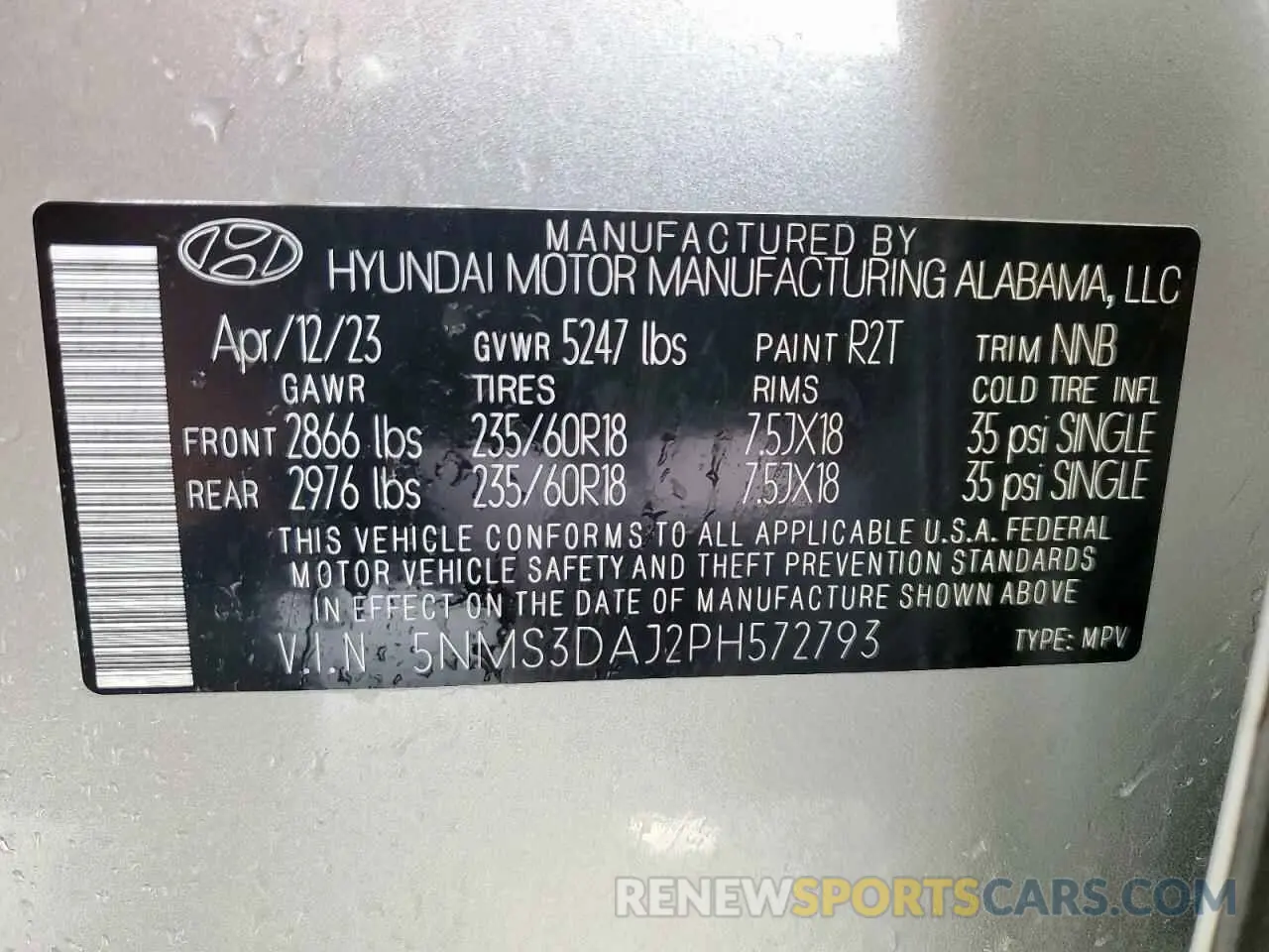 13 Photograph of a damaged car 5NMS3DAJ2PH572793 HYUNDAI SANTA FE 2023