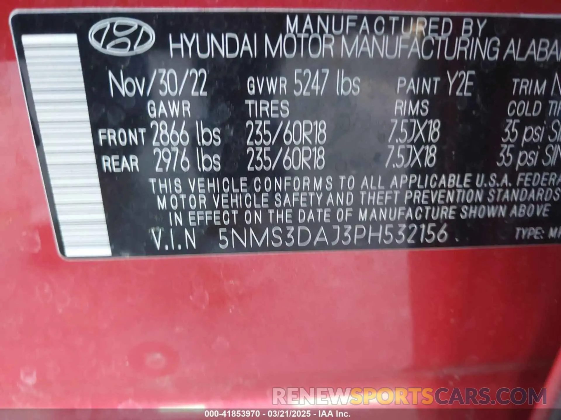 9 Фотография поврежденного автомобиля 5NMS3DAJ3PH532156 HYUNDAI SANTA FE 2023