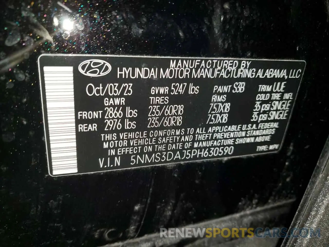 12 Photograph of a damaged car 5NMS3DAJ5PH630590 HYUNDAI SANTA FE 2023