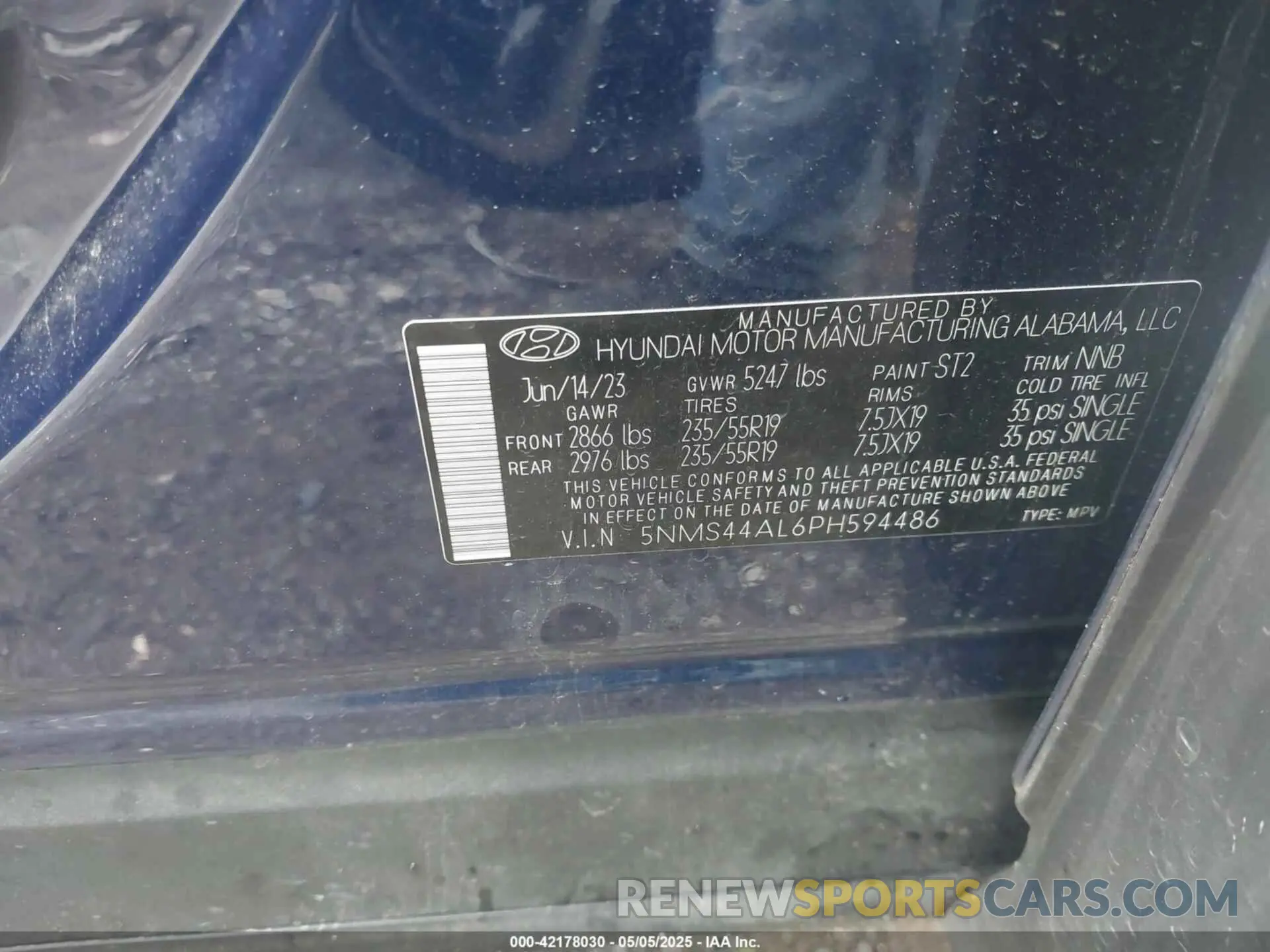 9 Photograph of a damaged car 5NMS44AL6PH594486 HYUNDAI SANTA FE 2023