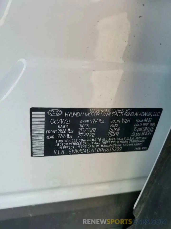 13 Photograph of a damaged car 5NMS4DAL0PH635209 HYUNDAI SANTA FE 2023