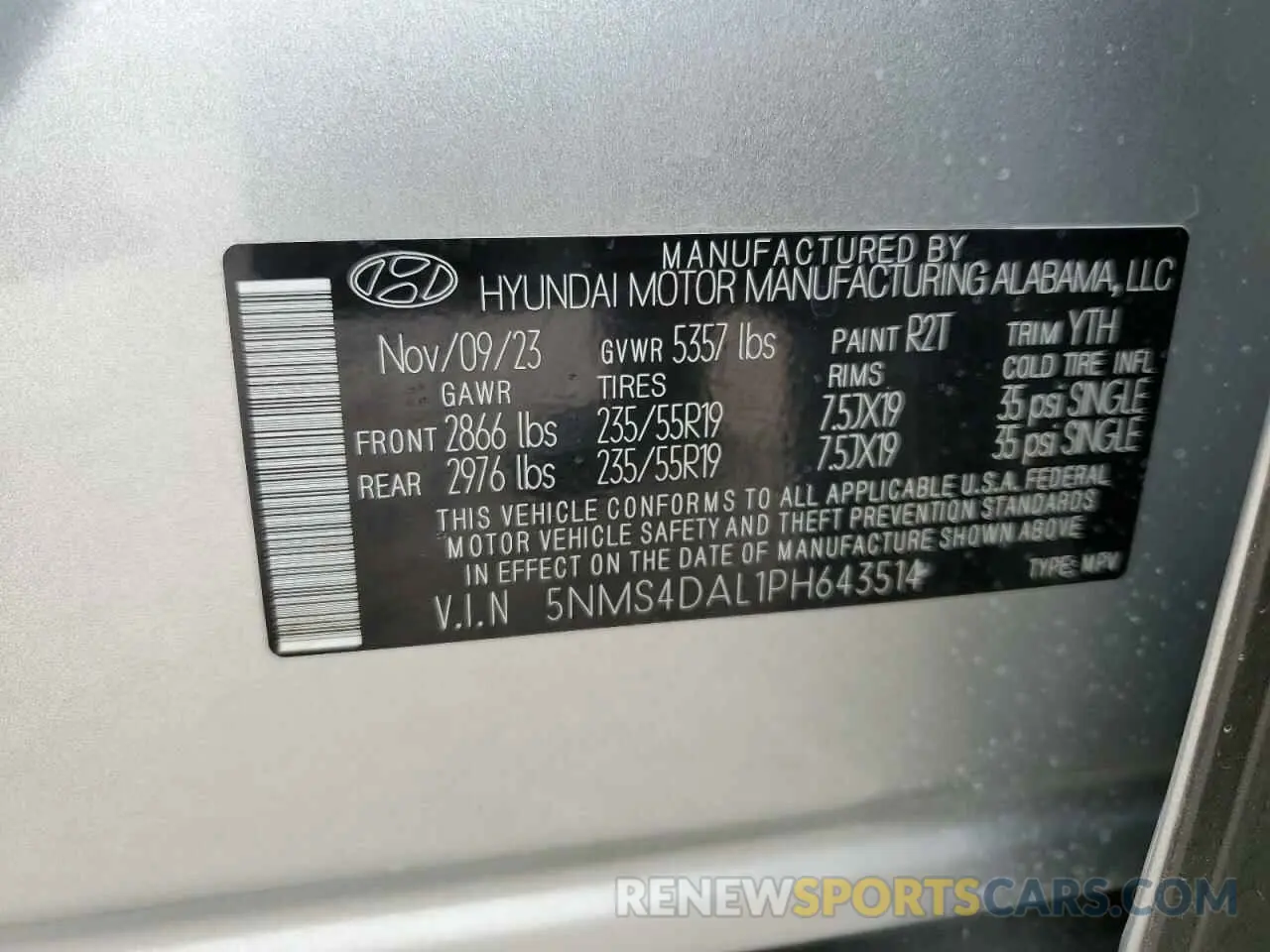 13 Фотография поврежденного автомобиля 5NMS4DAL1PH643514 HYUNDAI SANTA FE 2023