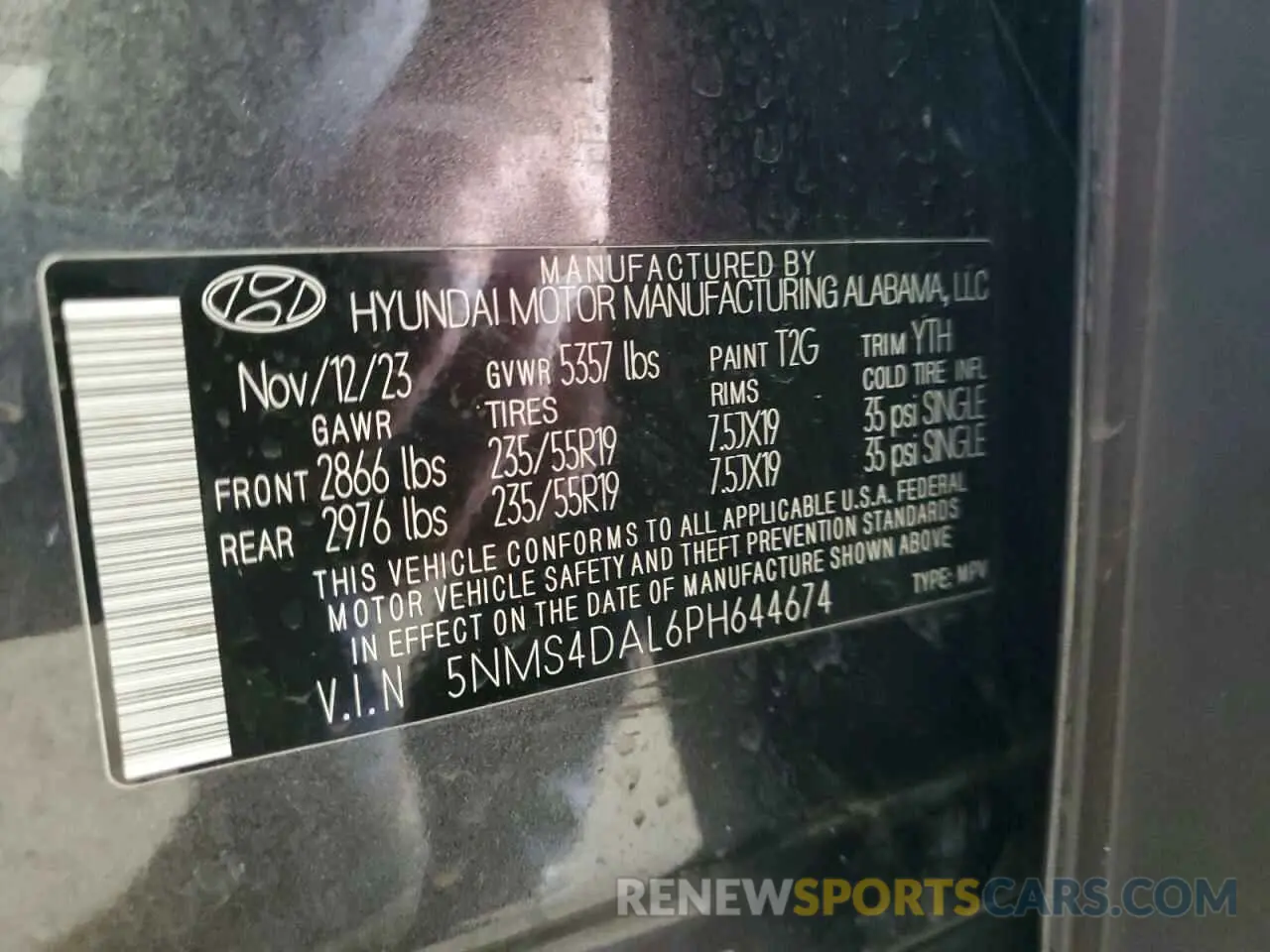 13 Photograph of a damaged car 5NMS4DAL6PH644674 HYUNDAI SANTA FE 2023